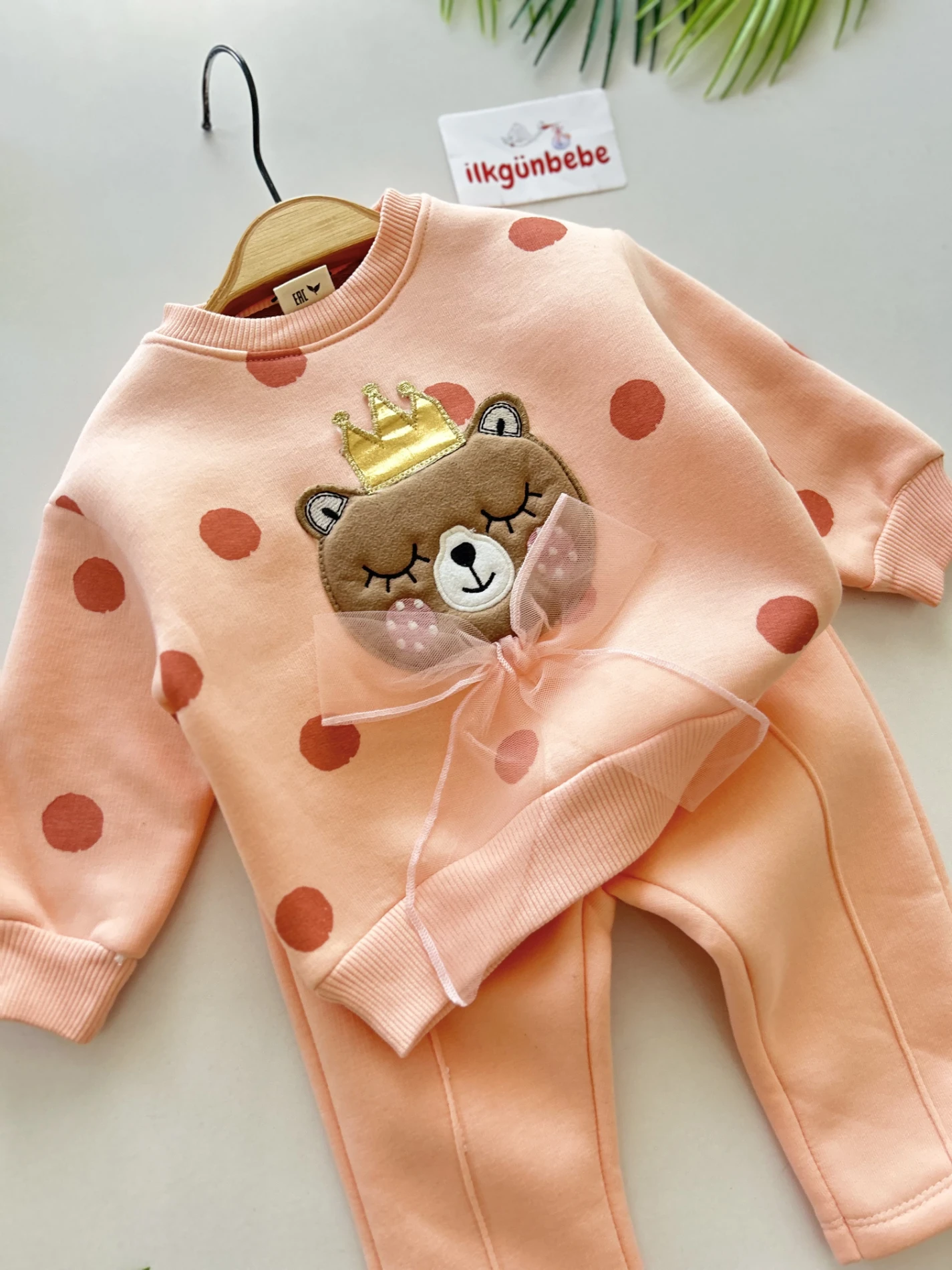 Bear Tül Detaylı Puantiyeli 3 İp İçi Şardonlu Kışlık Takım