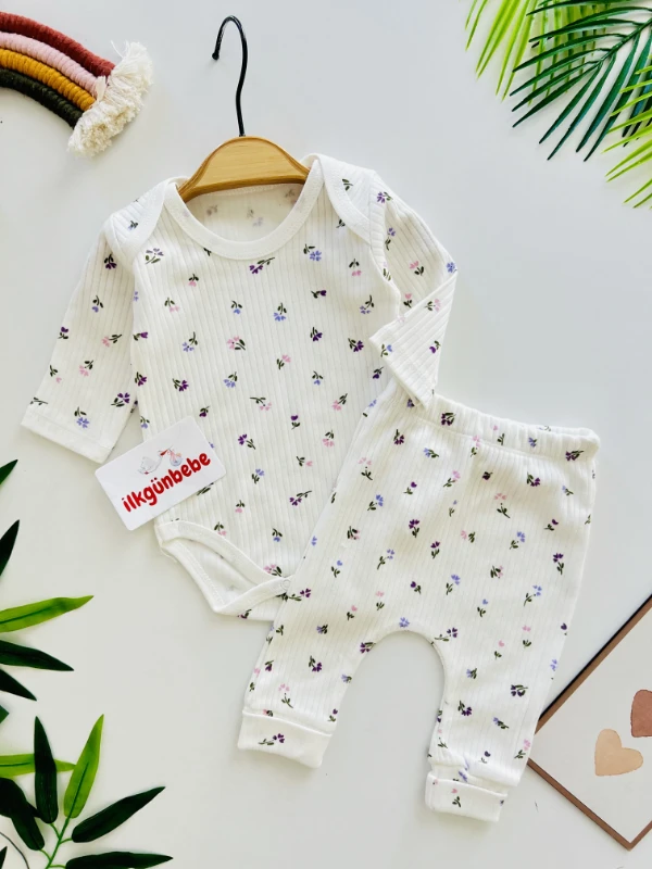 Çiçek Desenli %100 Pamuk 2’li Takım