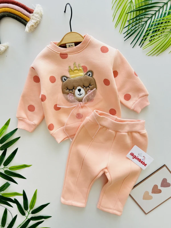 Bear Tül Detaylı Puantiyeli 3 İp İçi Şardonlu Kışlık Takım