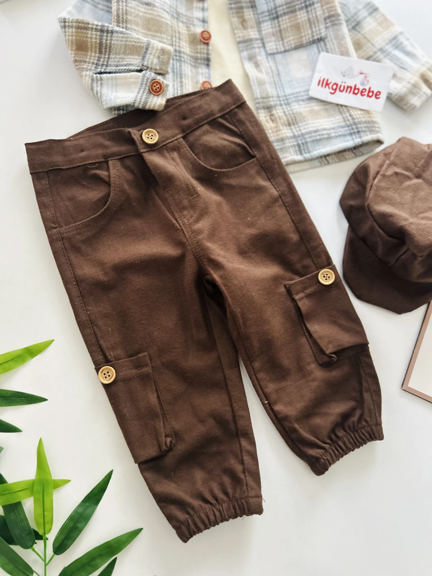 Harry Oduncu Ekose Kalın Gömlekli Waffle Nefes alan Kumaş Badili Kargo Pantalonlu Şapkalı 4’lü Premium Kalite Takıl