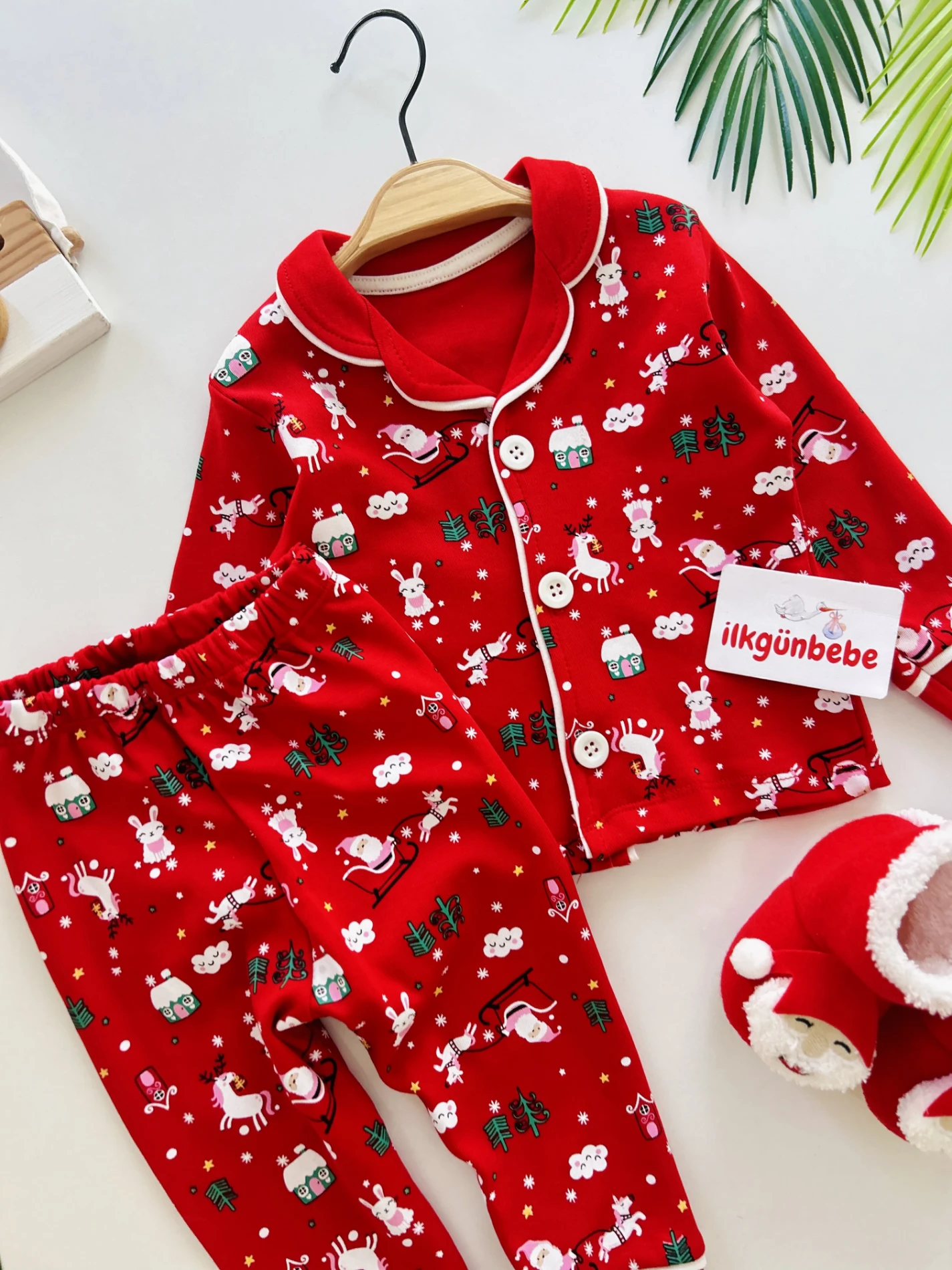 Bebe Yaka Yılbaşı Temalı %100 Pamuk 2’li Takım
