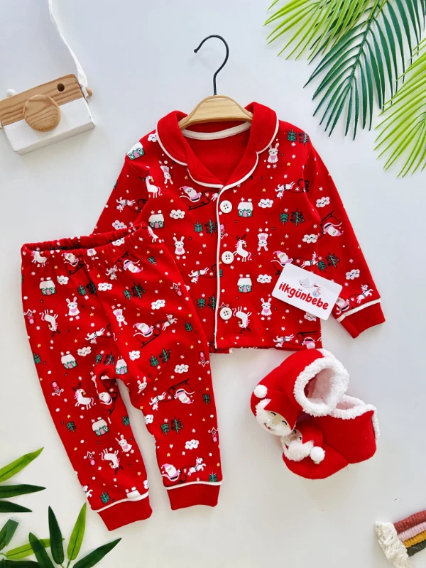 Bebe Yaka Yılbaşı Temalı %100 Pamuk 2’li Takım