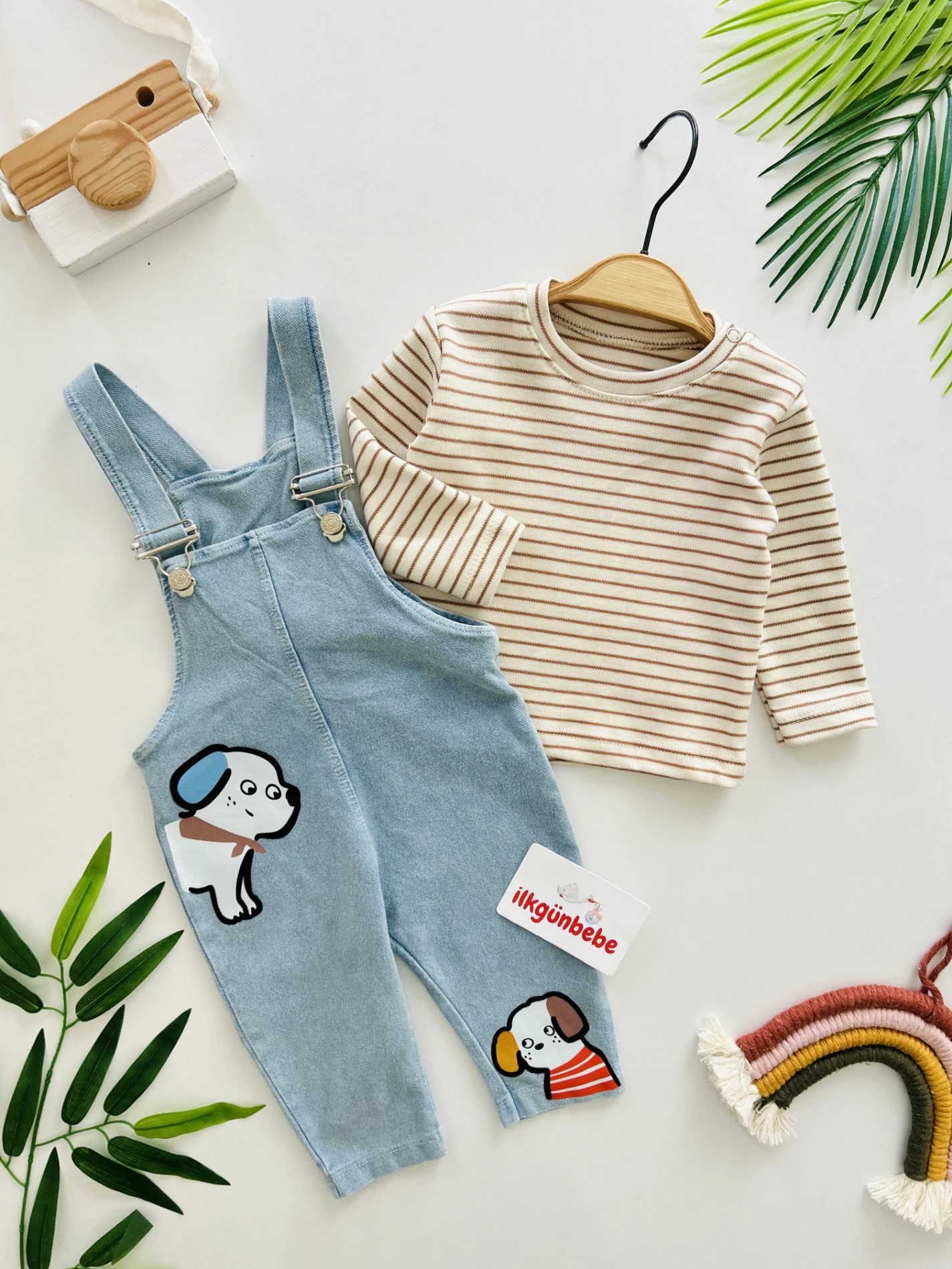 Cute Dog  Desenli %100 Pamuk Likralı Kot 2’li Takım