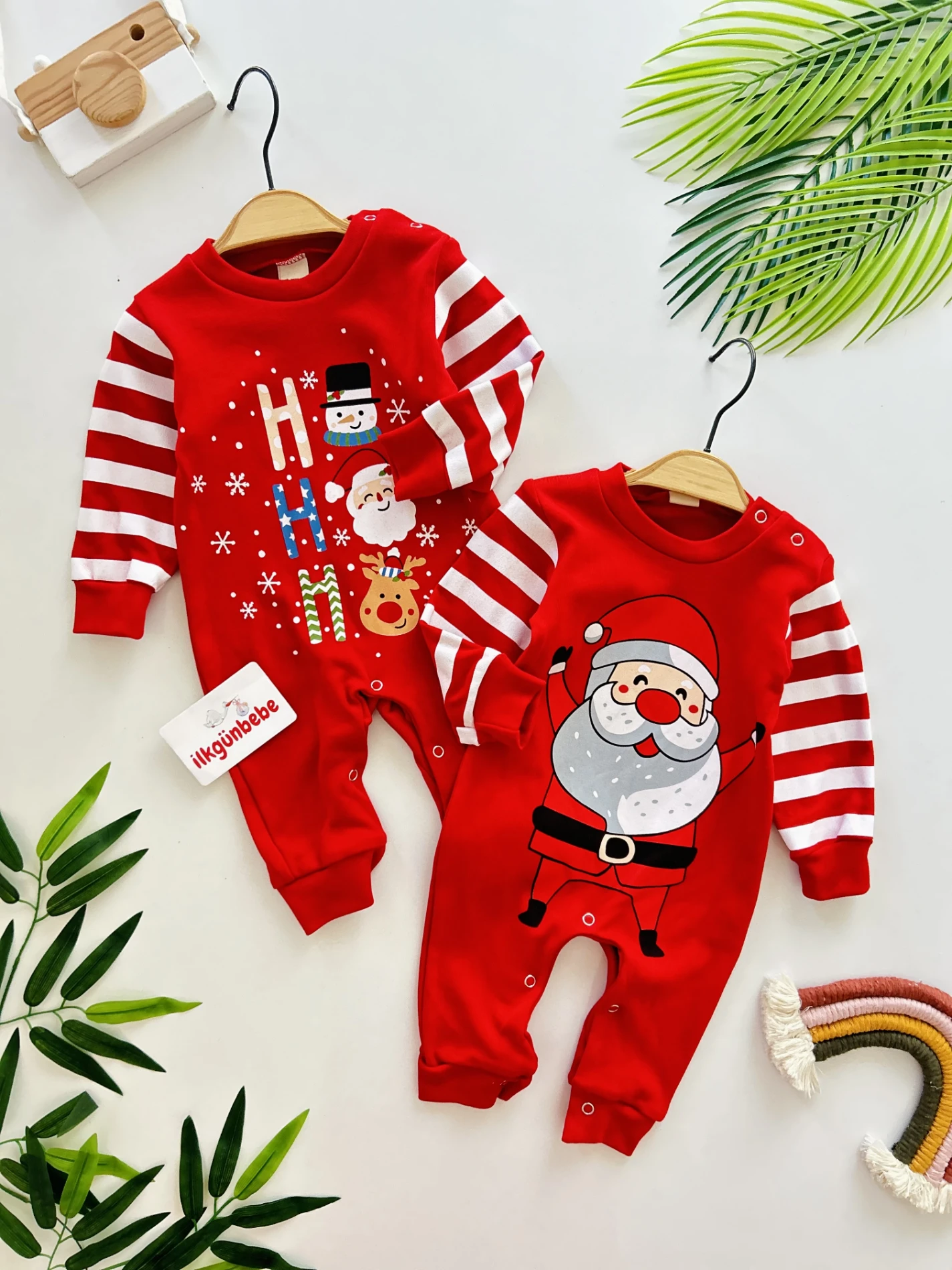 Yılbaşı Temalı %100 Pamuk Şapkalı Tulum