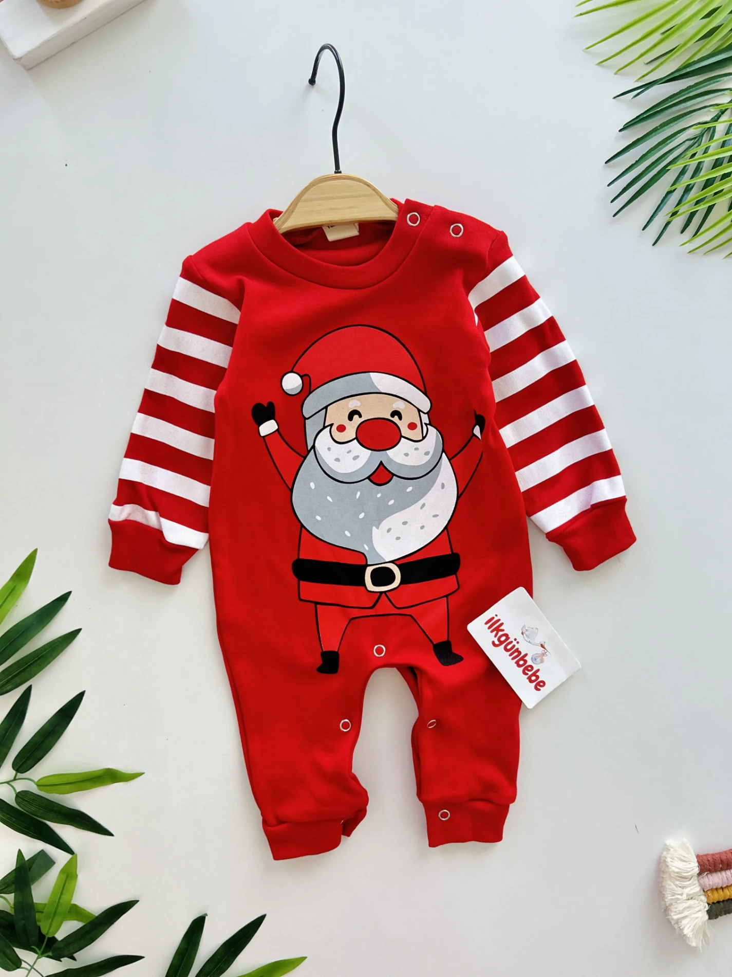 Yılbaşı Temalı %100 Pamuk Şapkalı Tulum