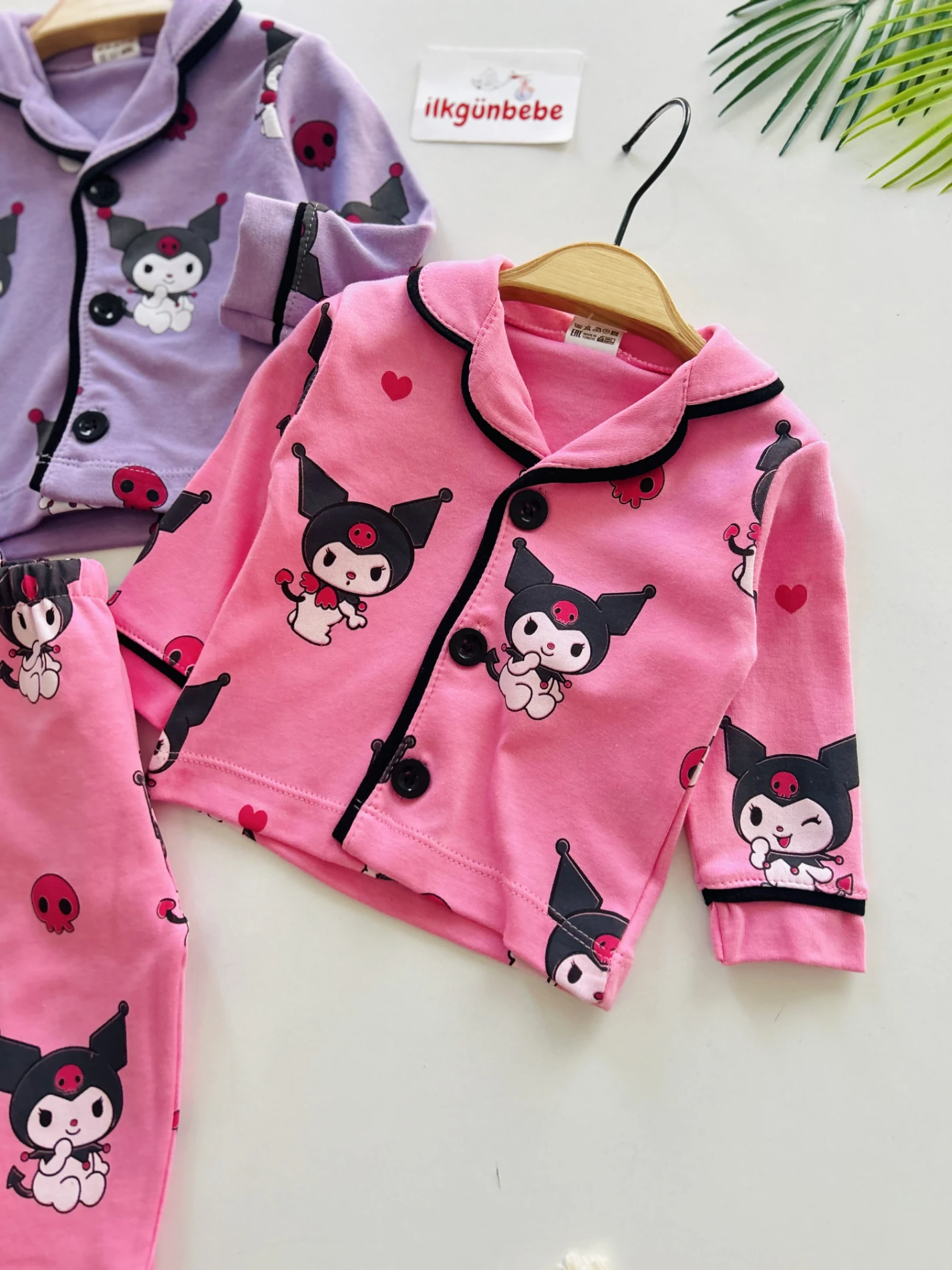 Kuromi Bebe Yakalı %100 Pamuk Pijama Takımı