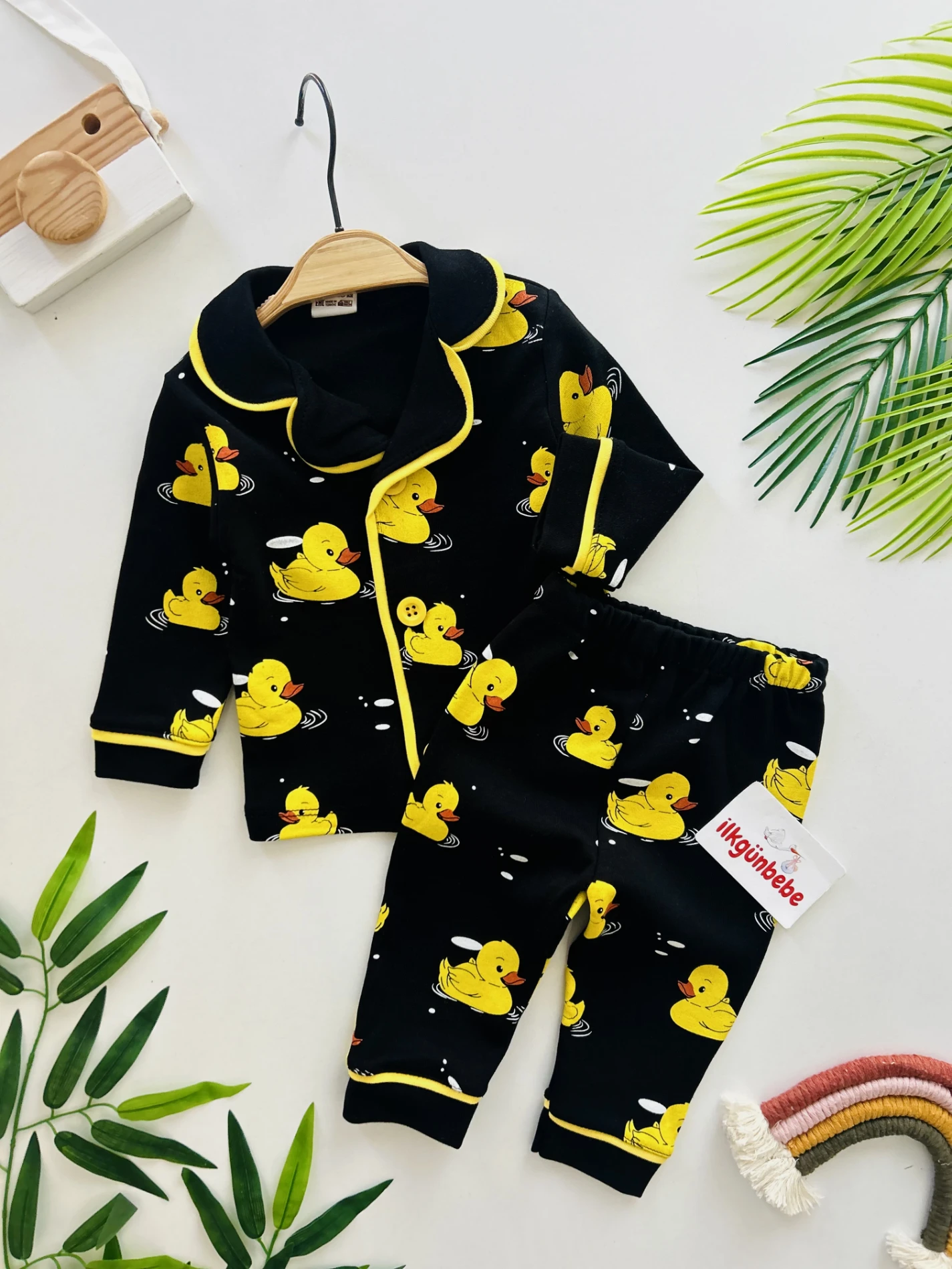 Ördek Bebe Yakalı %100 Pamuk Pijama Takımı