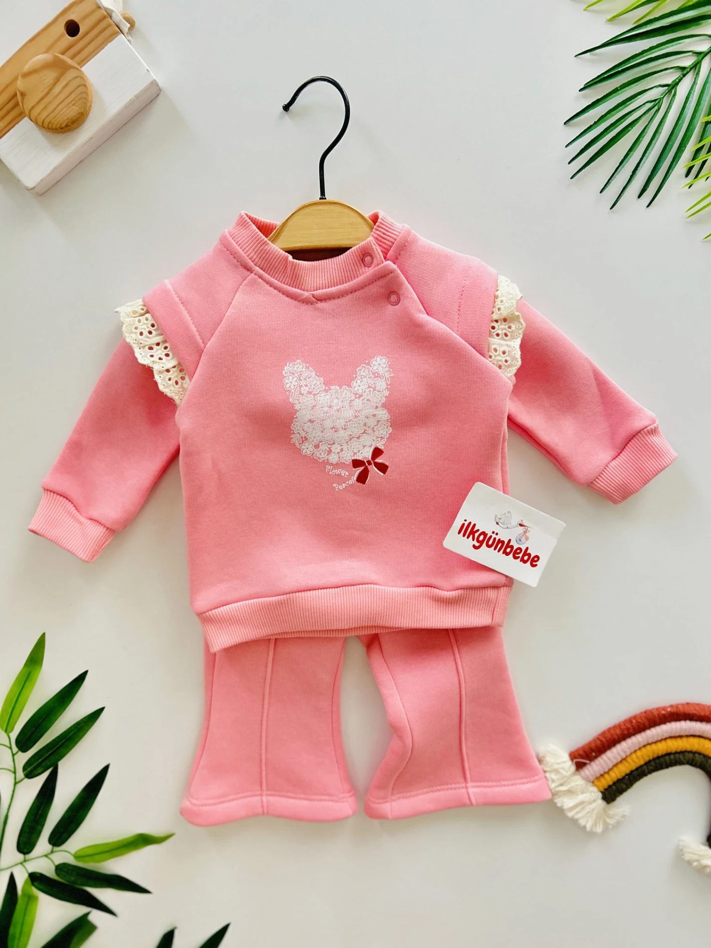 Çiçek Desenli 3 İp Şardonlu Premium Kalite 2’li Takım