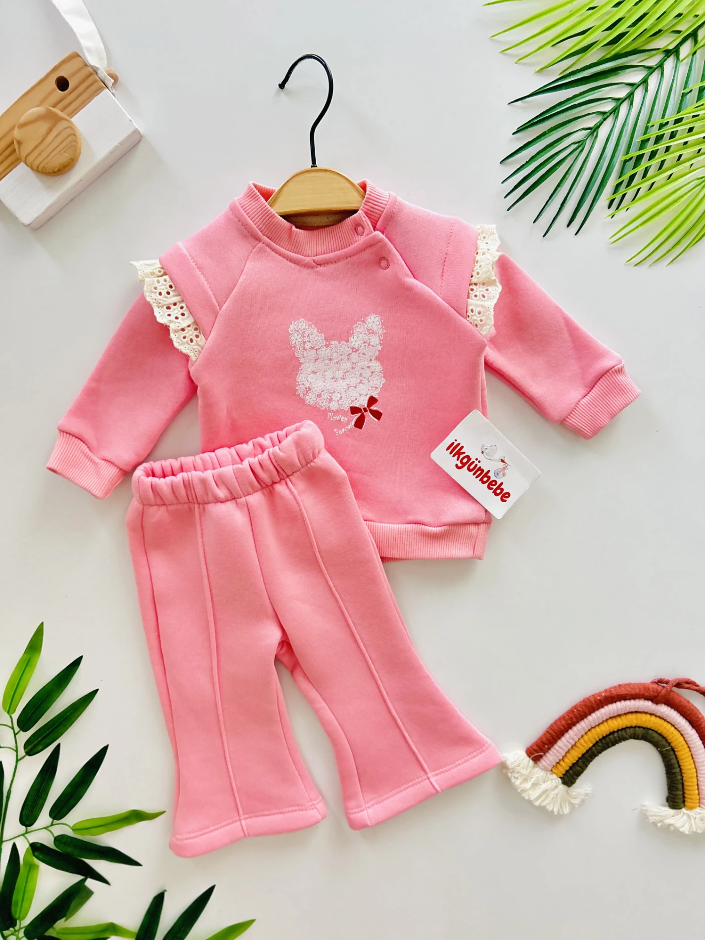 Çiçek Desenli 3 İp Şardonlu Premium Kalite 2’li Takım