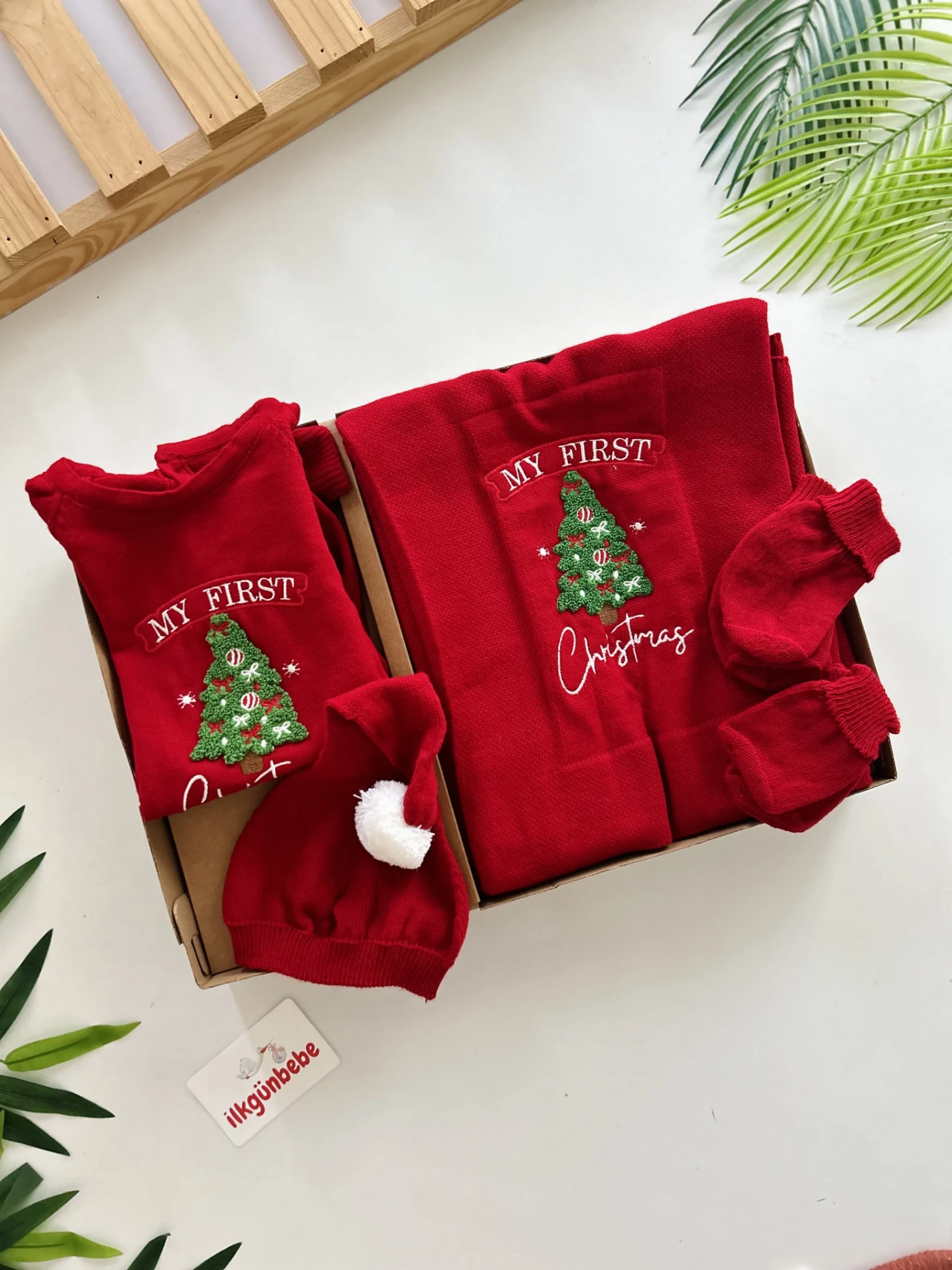 My First Christmas Triko Premium Kalite 5 Parça Yenidoğan Set