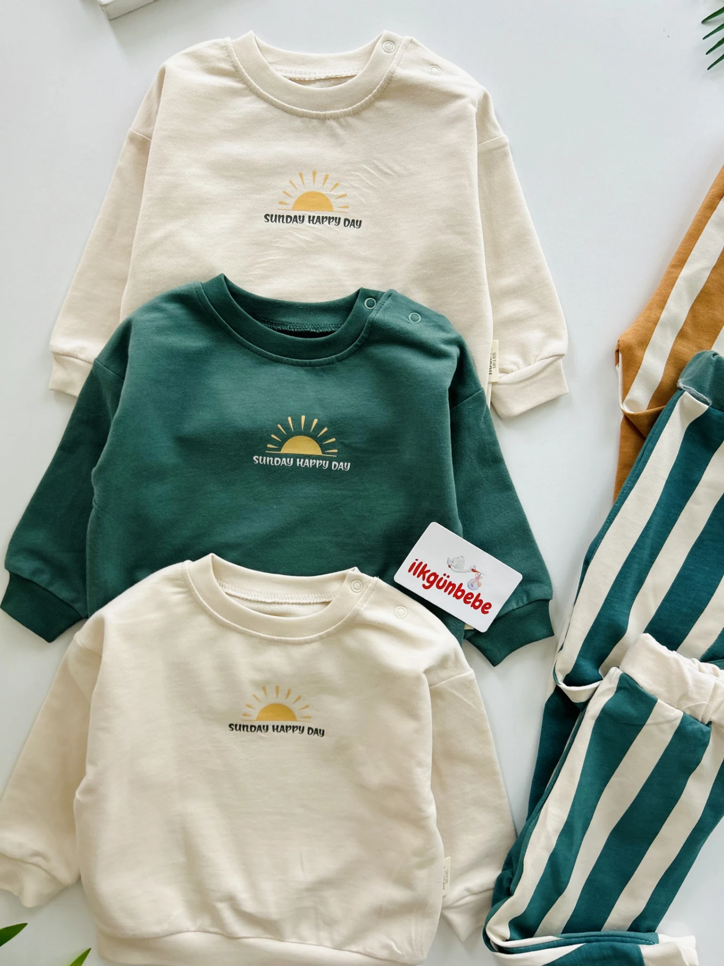 Sunday Happy Day Çizgili %100 Pamuk 2’li Takım 