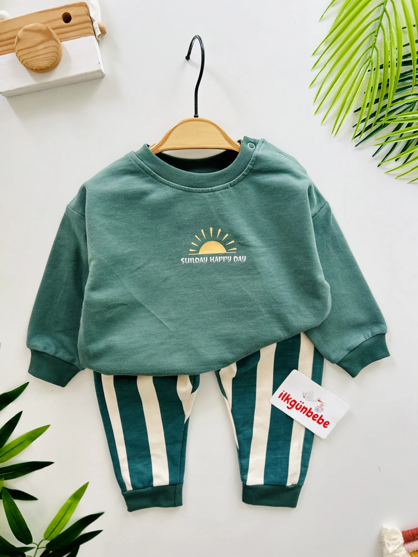 Sunday Happy Day Çizgili %100 Pamuk 2’li Takım 