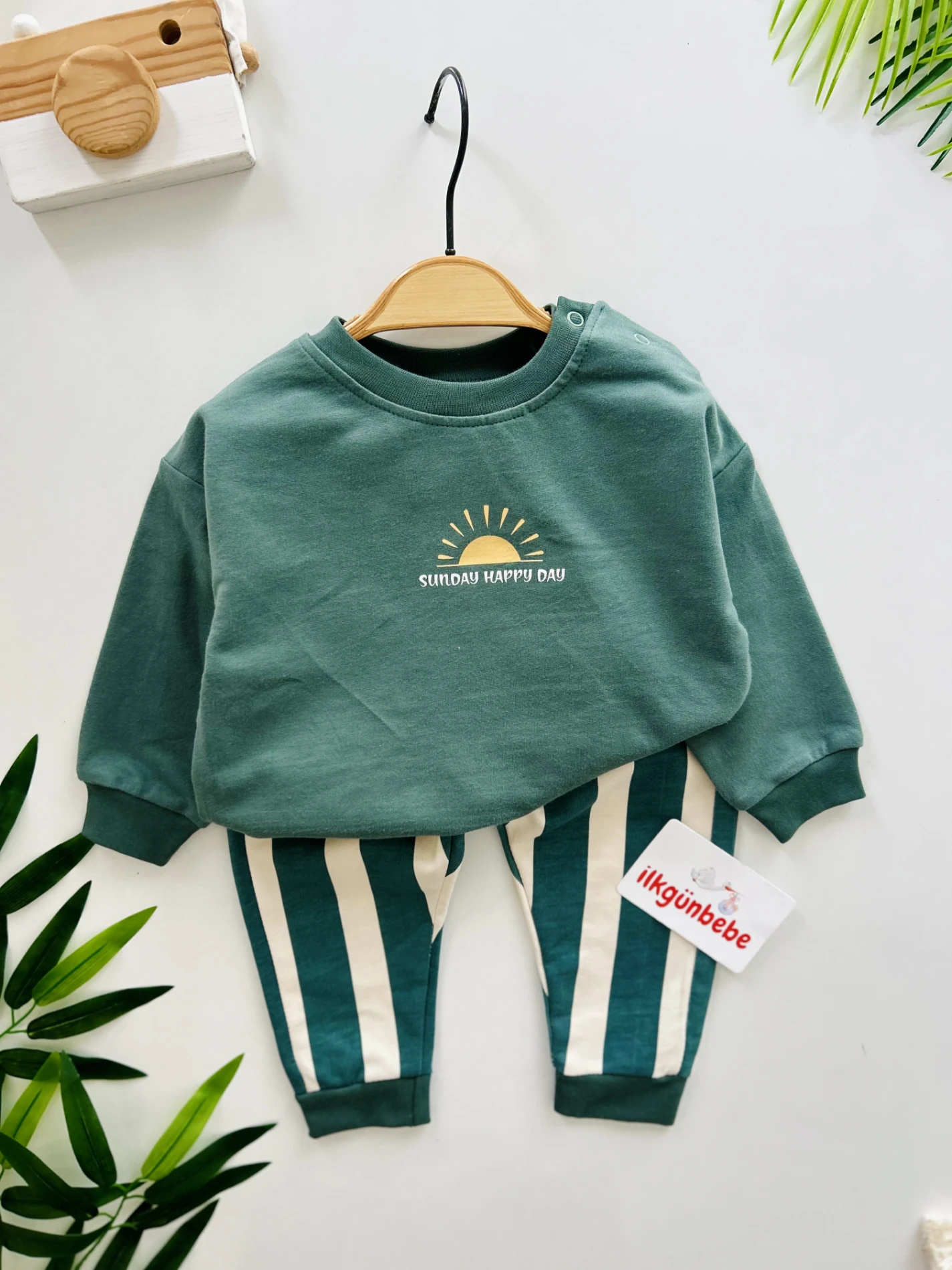 Sunday Happy Day Çizgili %100 Pamuk 2’li Takım 