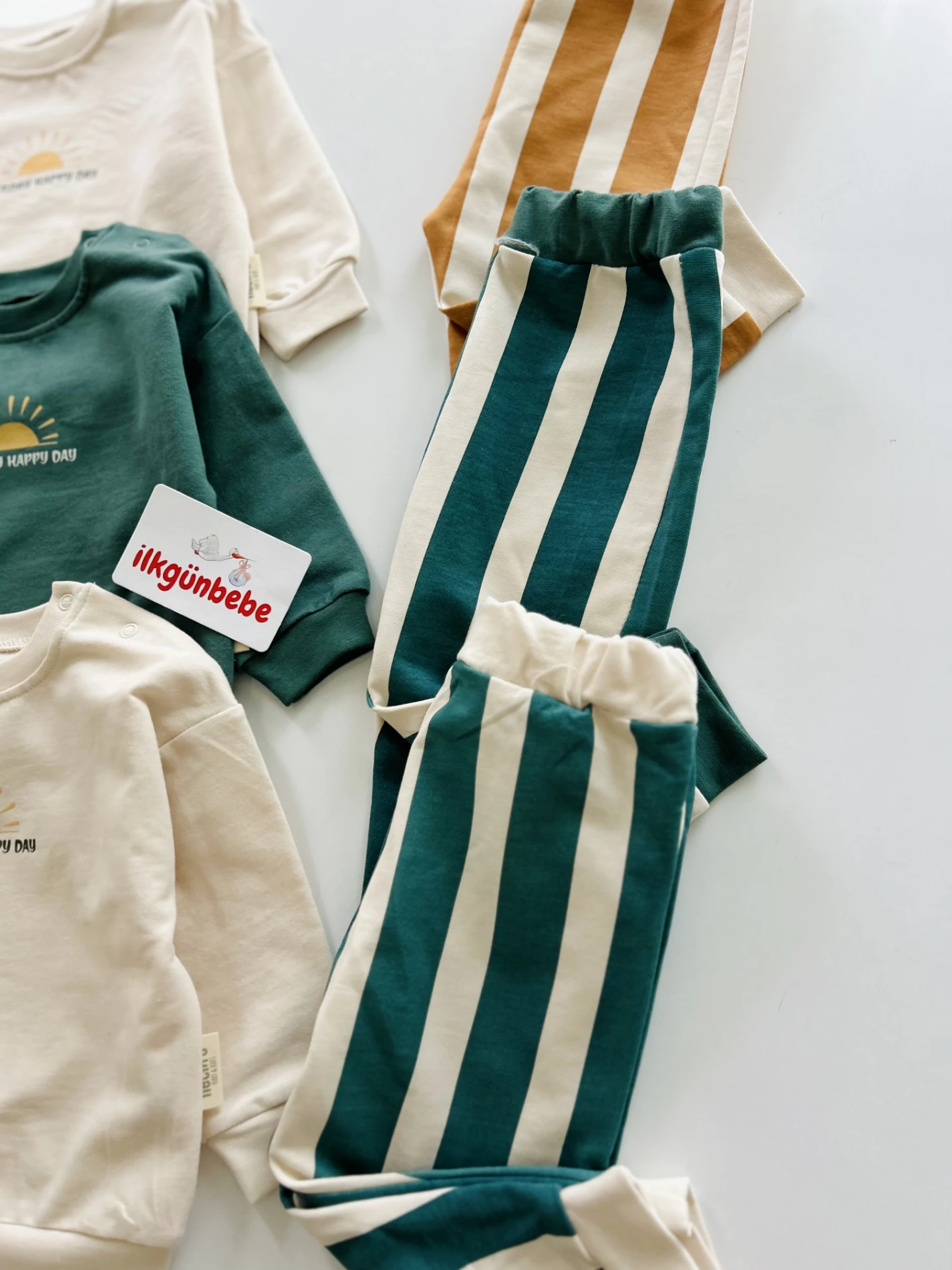 Sunday Happy Day Çizgili %100 Pamuk 2’li Takım 