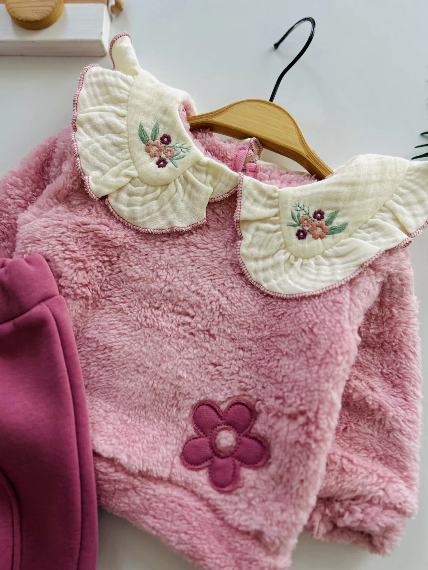 Çiçek Desenli 3 ip Şardonlu  Kışlık  2’li Takım