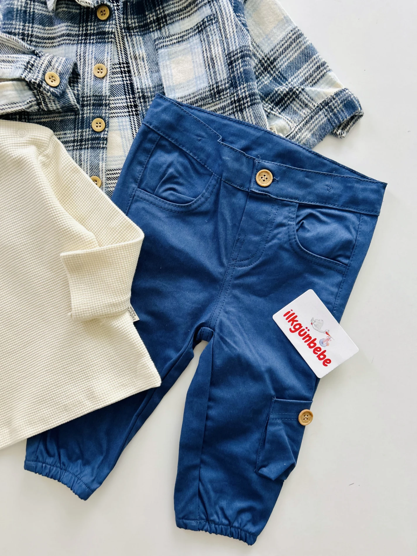 Ekose Desenli 4 Parça Premium Takım