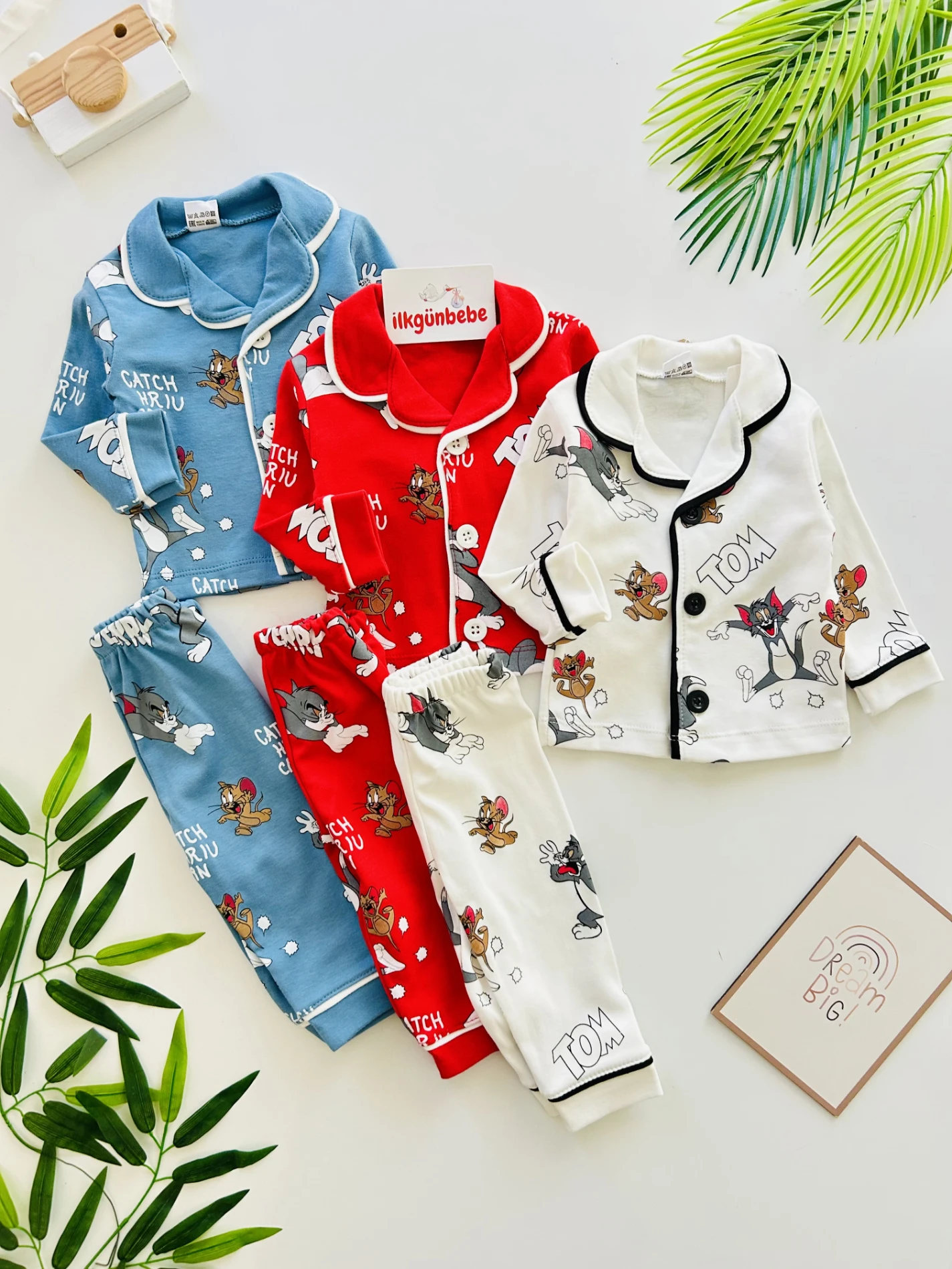 Tom And Jerry %100 Pamuk Bebe Yakalı Pijama Takımı