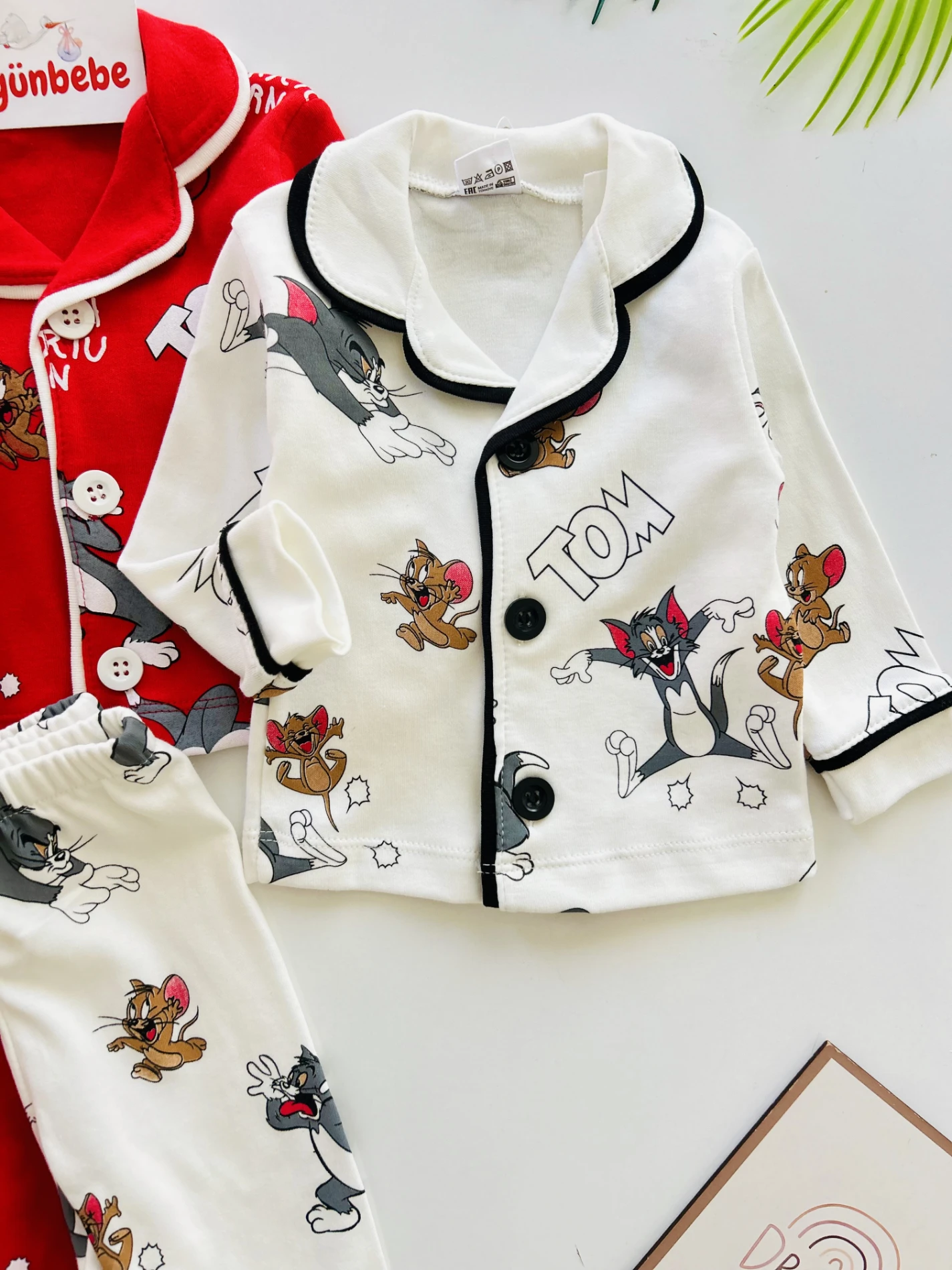 Tom And Jerry %100 Pamuk Bebe Yakalı Pijama Takımı