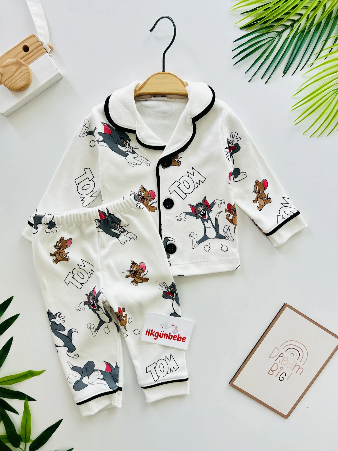 Tom And Jerry %100 Pamuk Bebe Yakalı Pijama Takımı