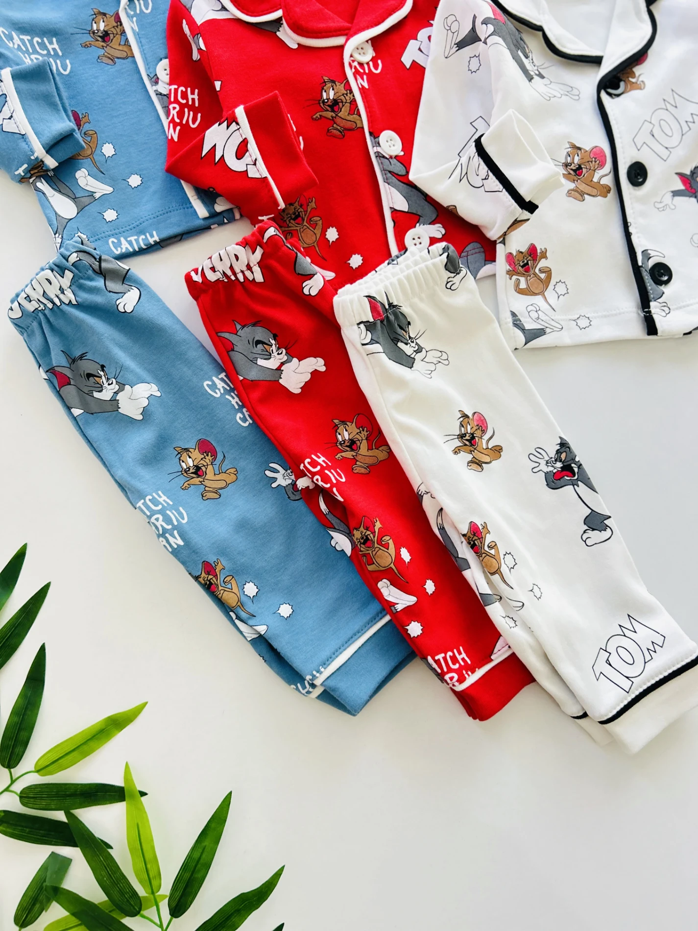 Tom And Jerry %100 Pamuk Bebe Yakalı Pijama Takımı