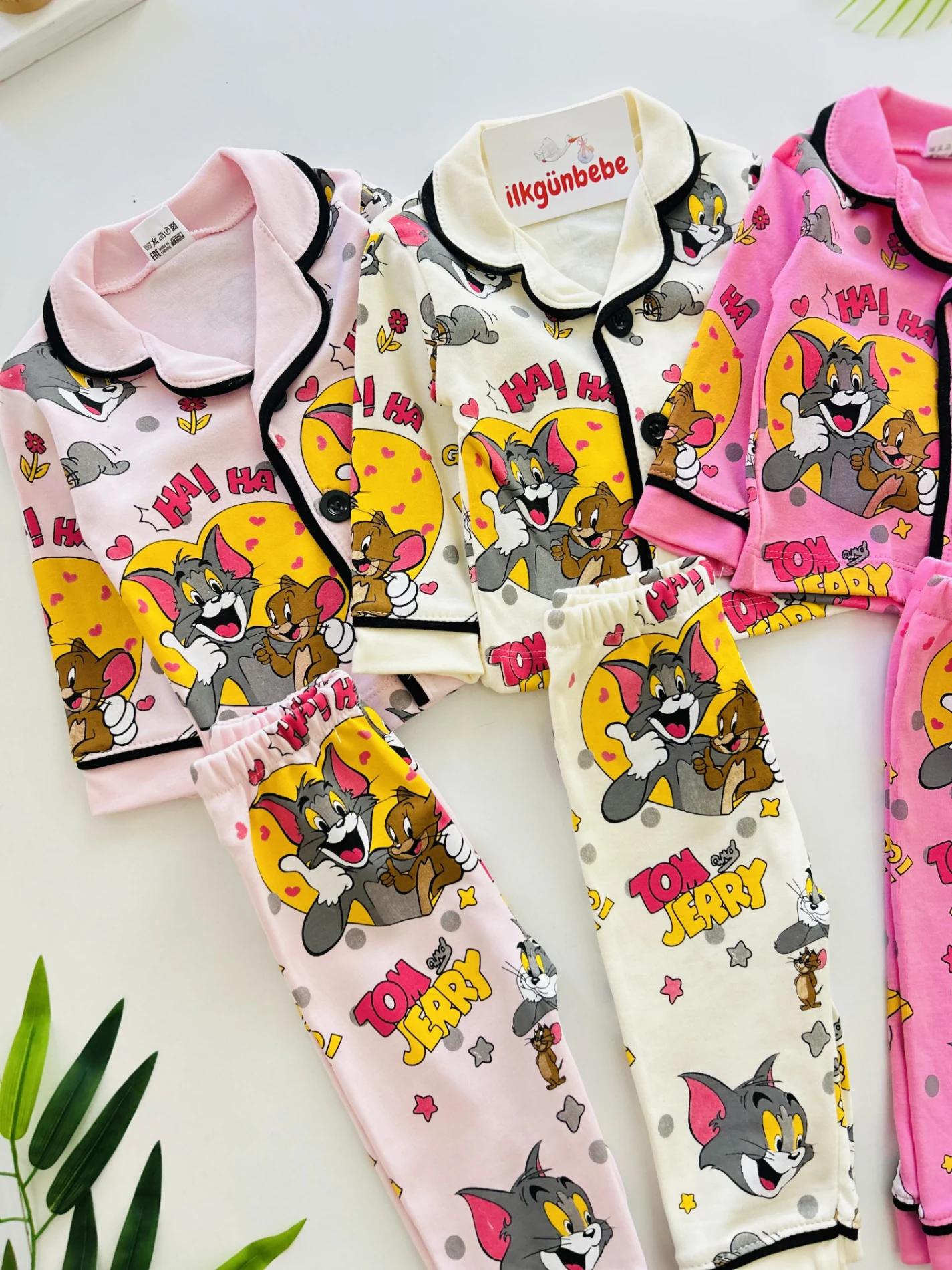 Tom And Jerry %100 Pamuk Bebe Yakalı Pijama Takımı