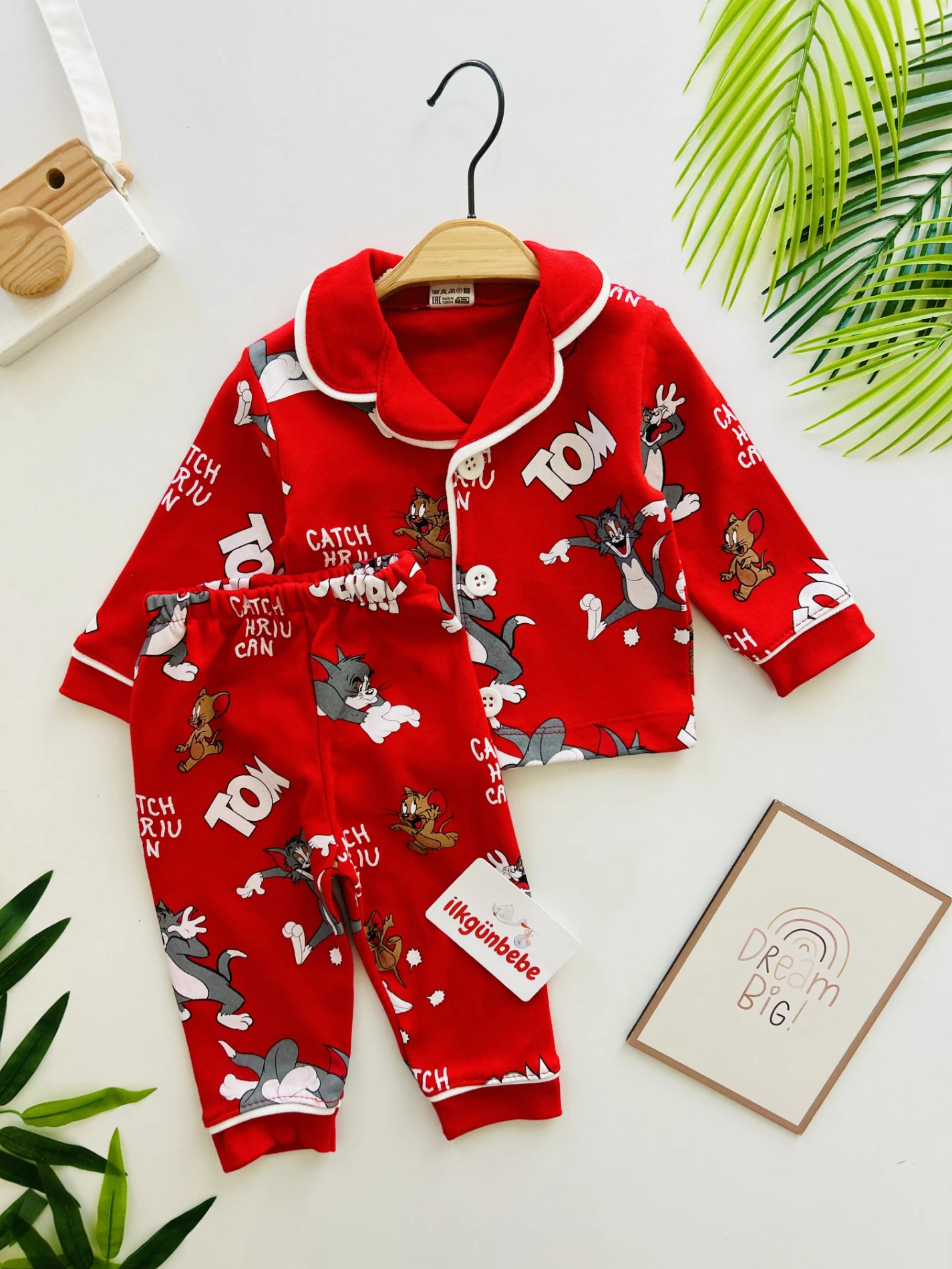 Tom And Jerry %100 Pamuk Bebe Yakalı Pijama Takımı