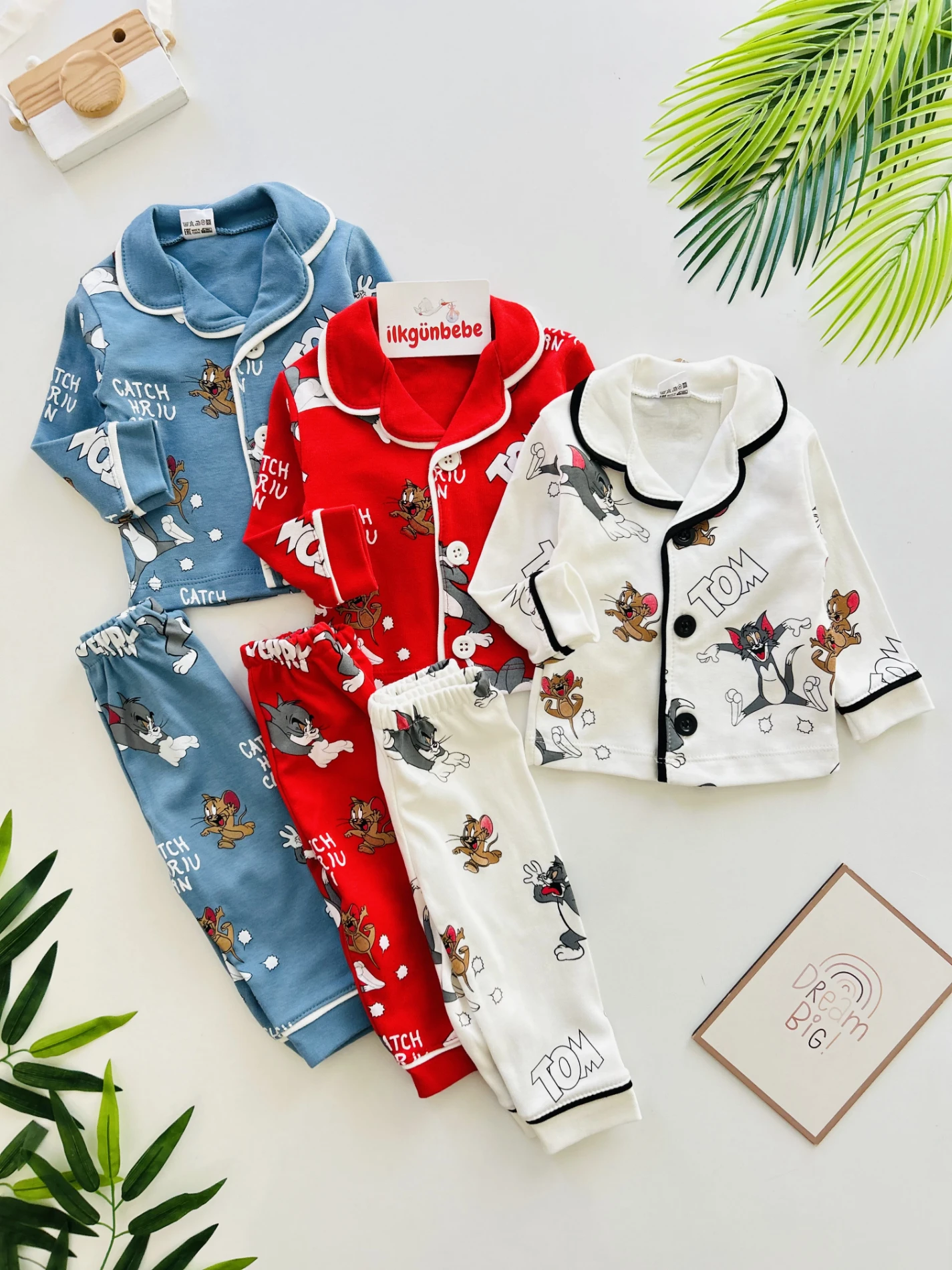 Tom And Jerry %100 Pamuk Bebe Yakalı Pijama Takımı