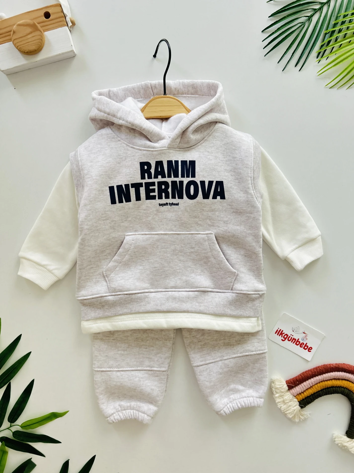 3 İp Şardonlu Spor Sweatli 2’li Takım