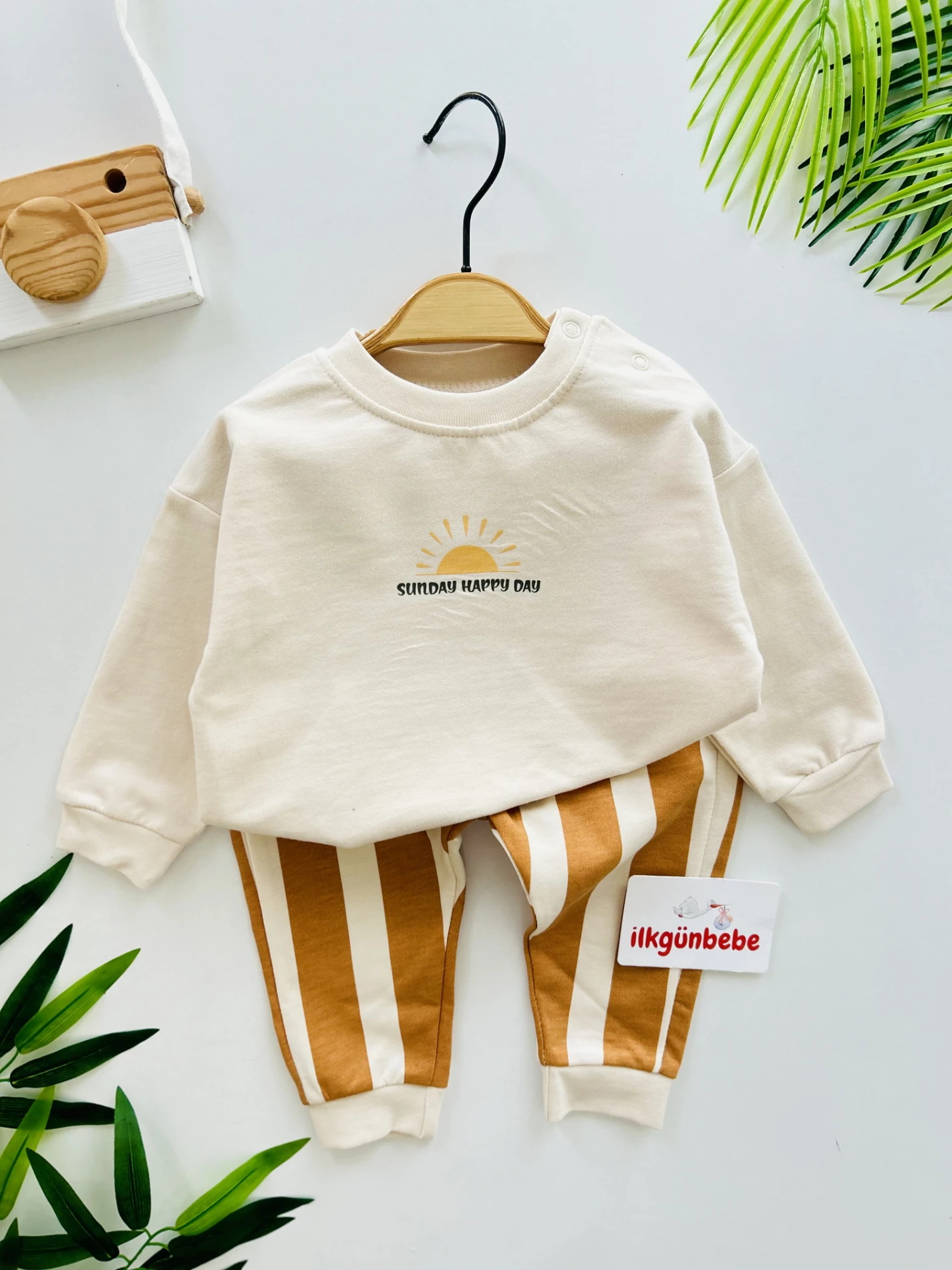 Sunday Happy Day Çizgili %100 Pamuk 2’li Takım 