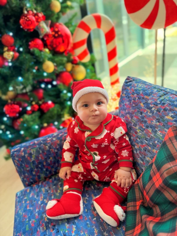 Bebe Yaka Yılbaşı Temalı %100 Pamuk Ponpon Şapkalı 3’lü Takım