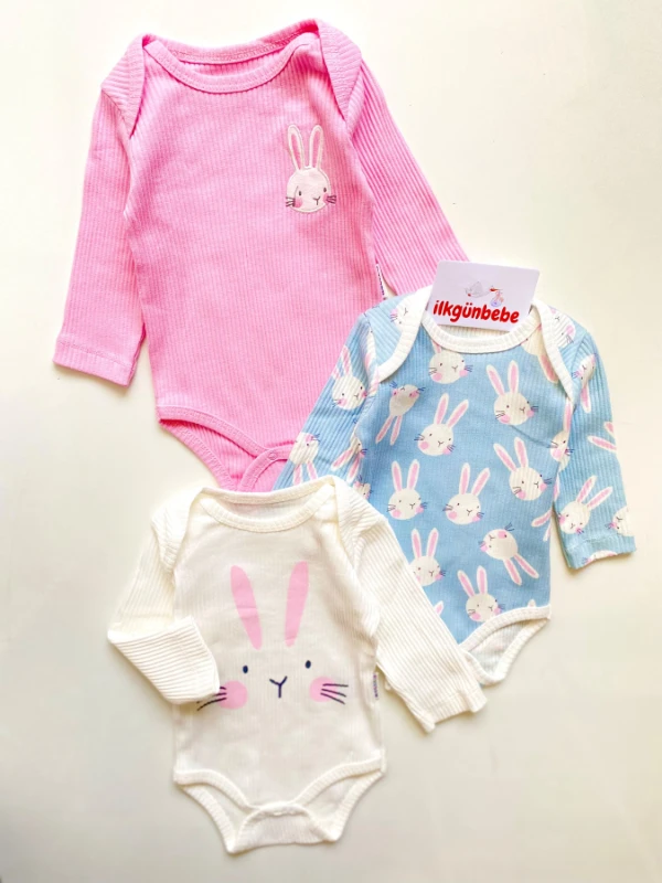 %100 Pamuk 3 Parça Zıbın Set