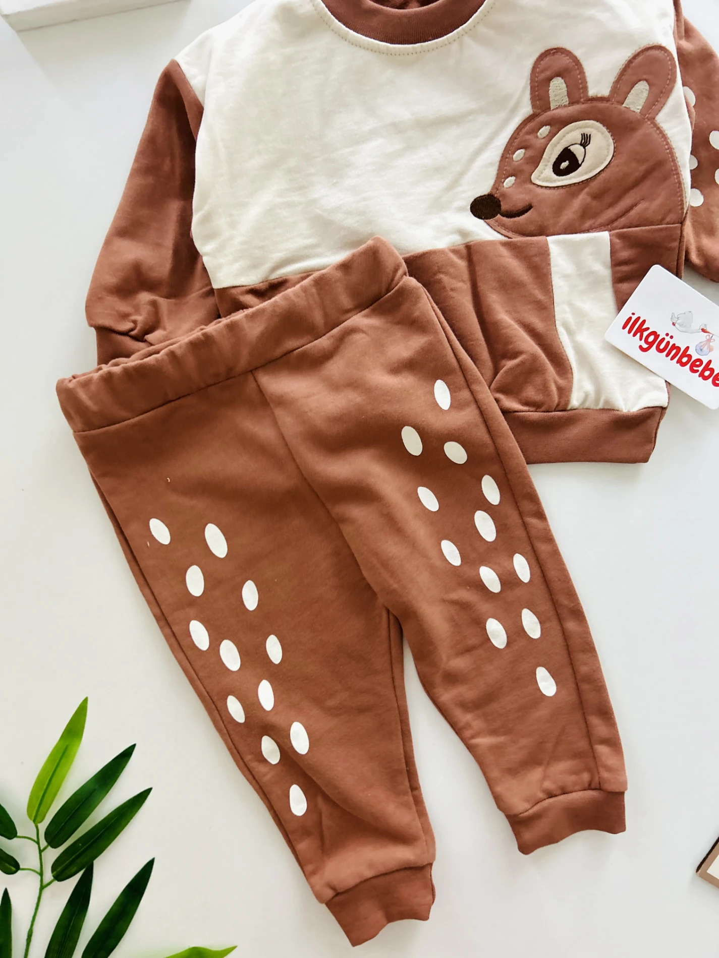 Geyik Desenli %100 Pamuk Yumuşacık 2’li Takım