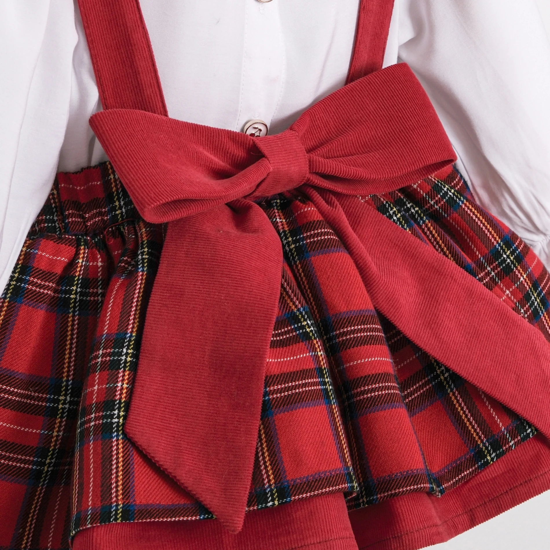 Özel Koleksiyon Bıjou Ekose Desen Tavşan Nakışlı Yaka Gömlekli Romper 