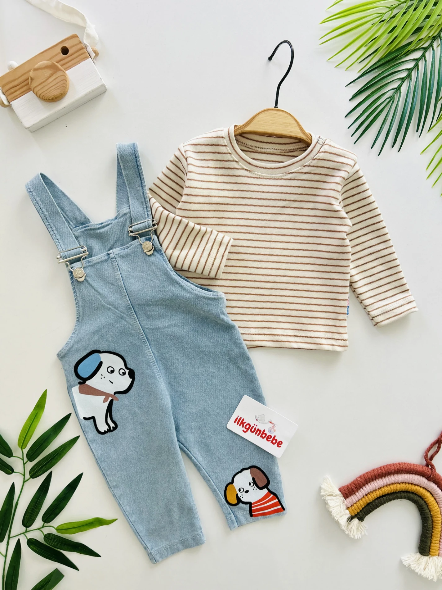 Cute Dog  Desenli %100 Pamuk Likralı Kot 2’li Takım