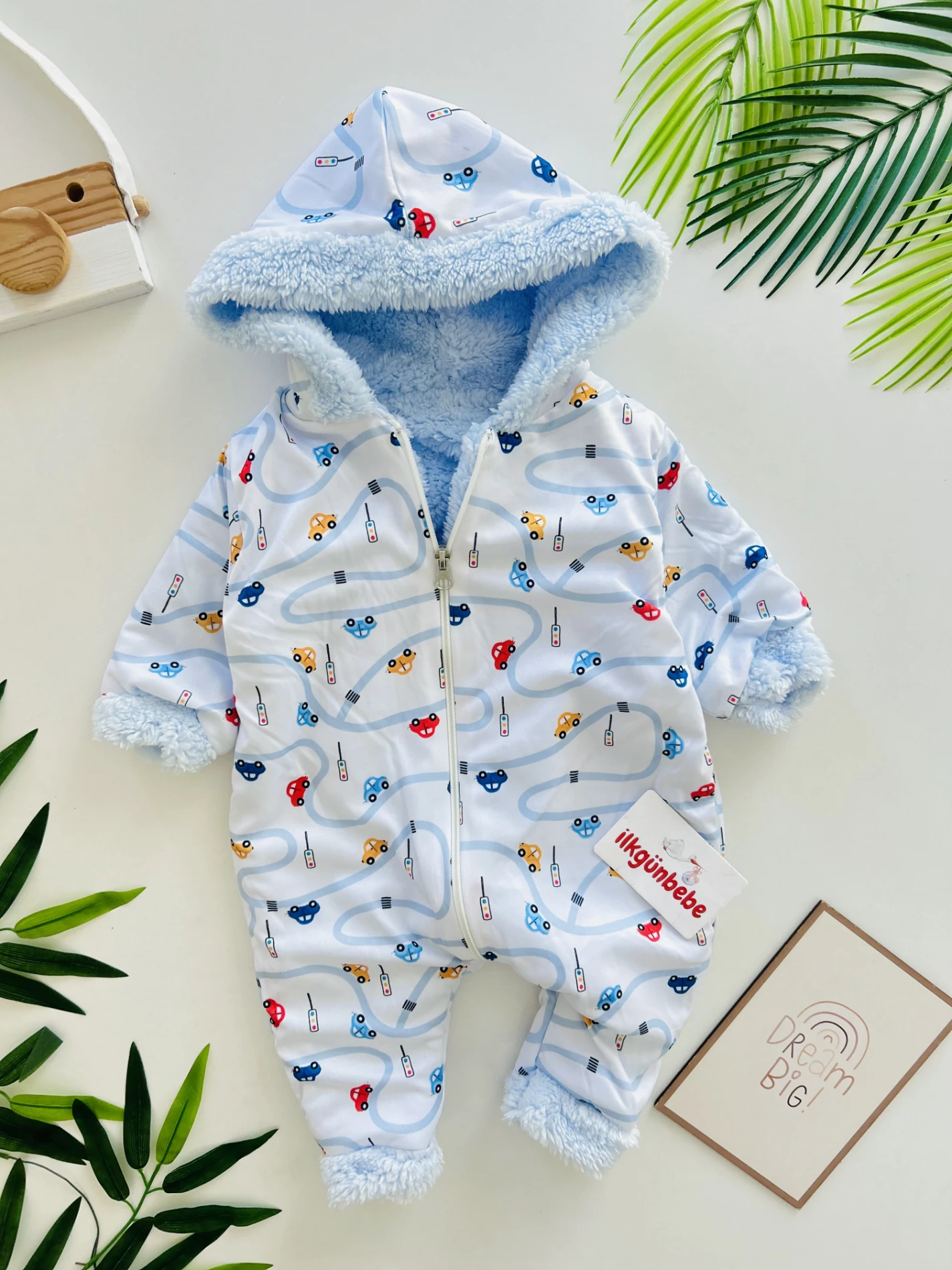  Arabalar Baskılı Boydan Fermuarlı Içi Kürklü Kışlık Welsoft Tulum