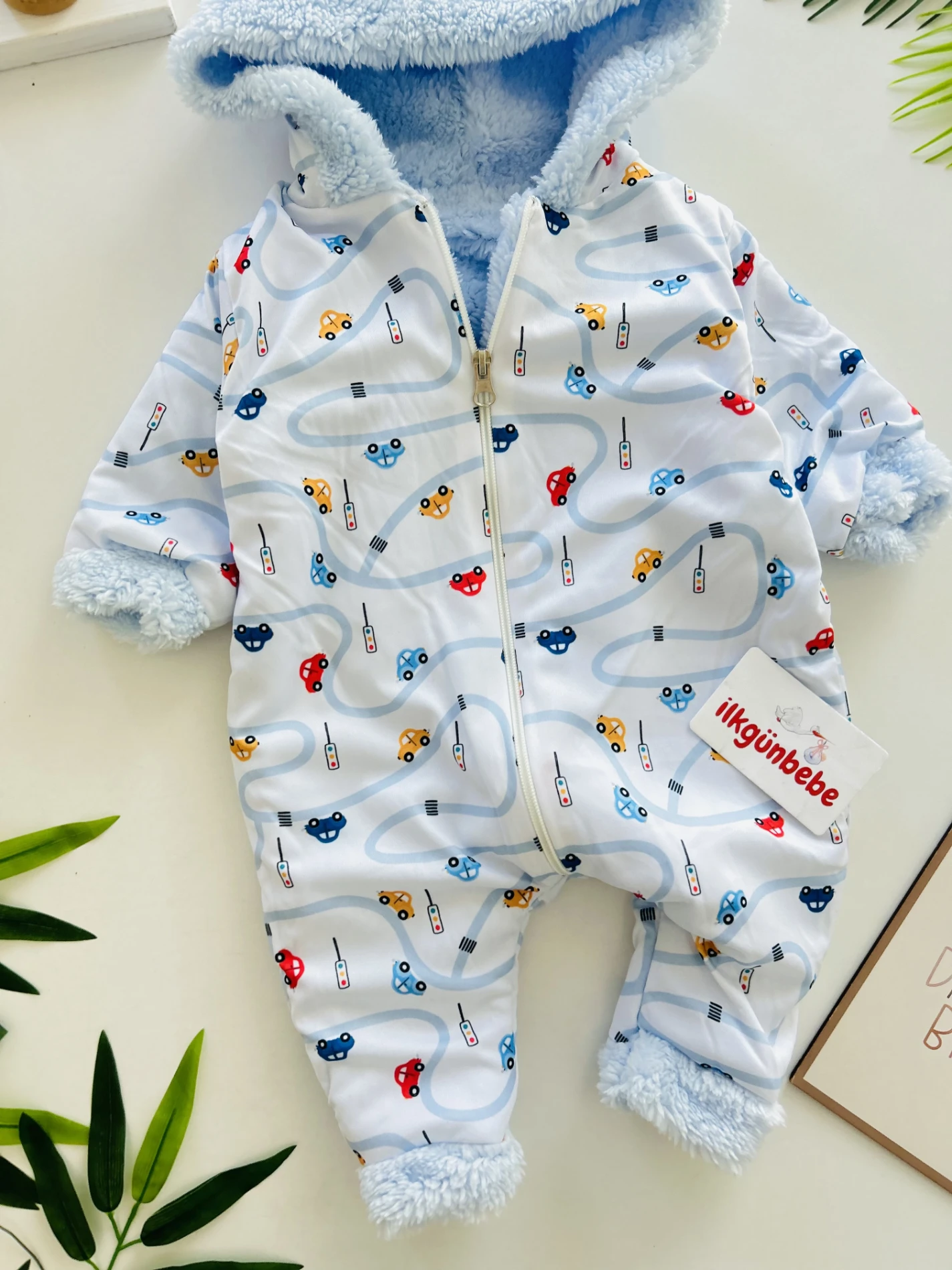  Arabalar Baskılı Boydan Fermuarlı Içi Kürklü Kışlık Welsoft Tulum