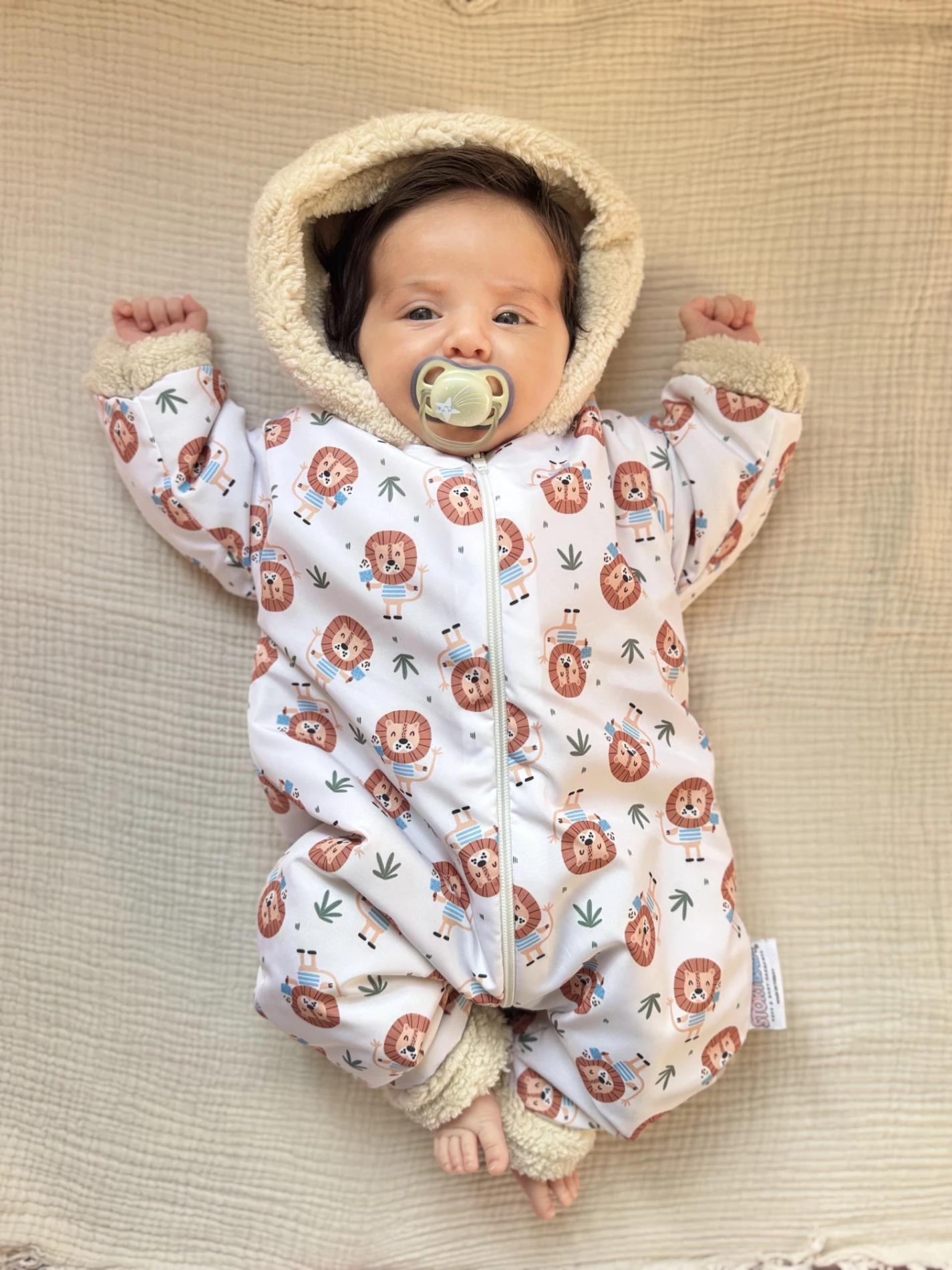  Aslan Baskılı Boydan Fermuarlı Içi Kürklü Kışlık Welsoft Tulum