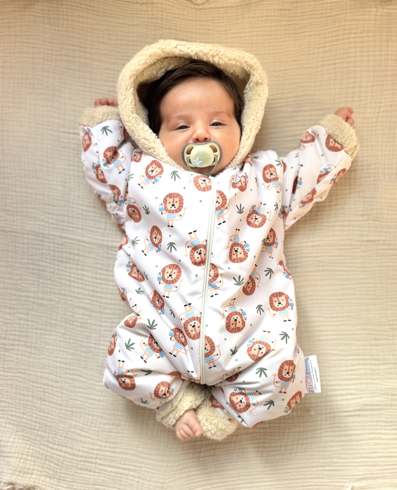  Aslan Baskılı Boydan Fermuarlı Içi Kürklü Kışlık Welsoft Tulum