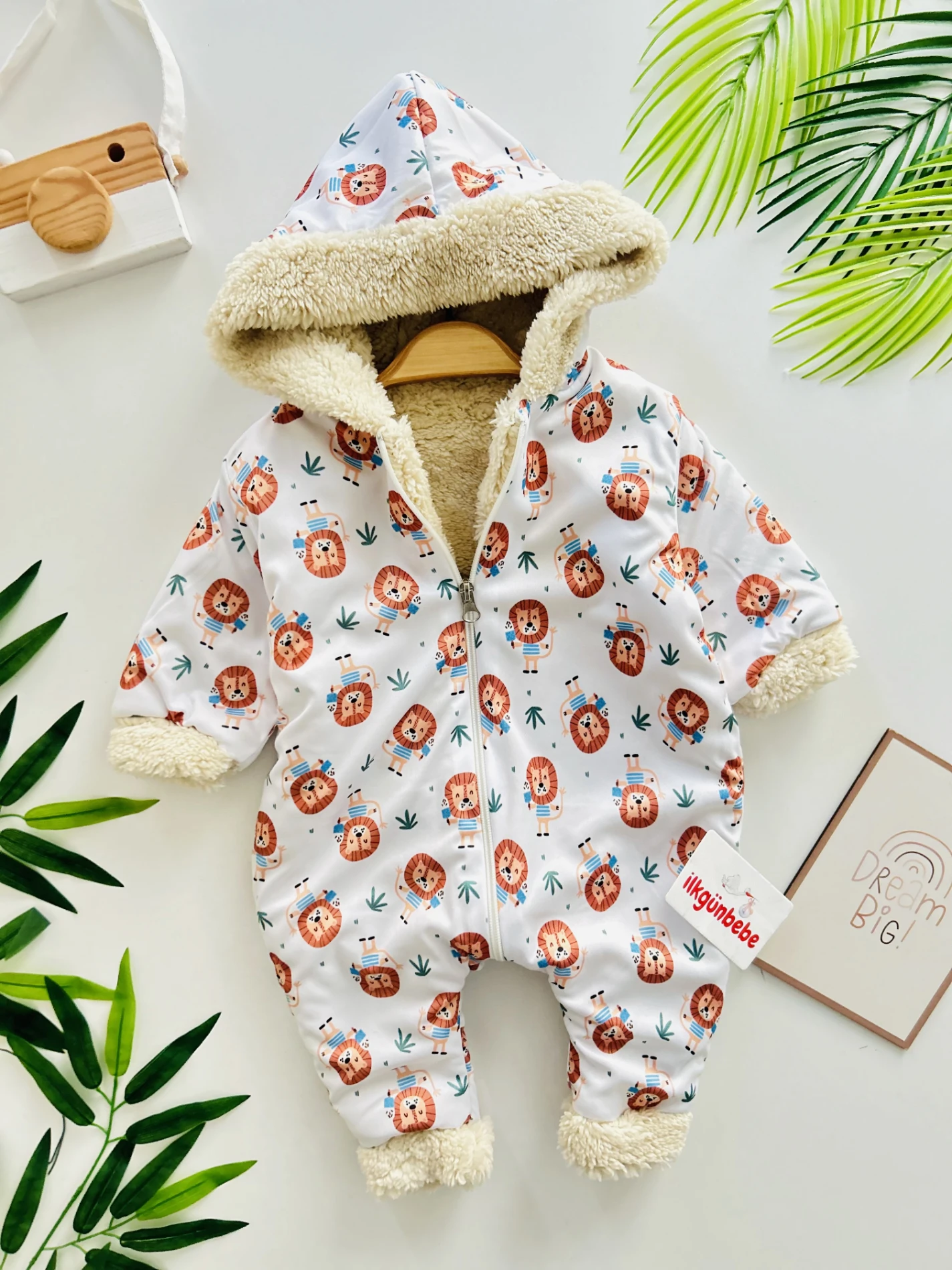  Aslan Baskılı Boydan Fermuarlı Içi Kürklü Kışlık Welsoft Tulum