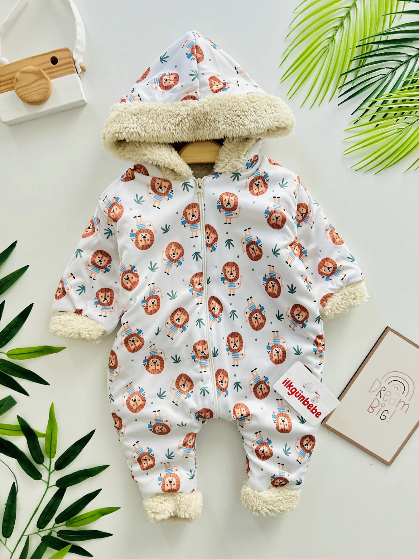  Aslan Baskılı Boydan Fermuarlı Içi Kürklü Kışlık Welsoft Tulum