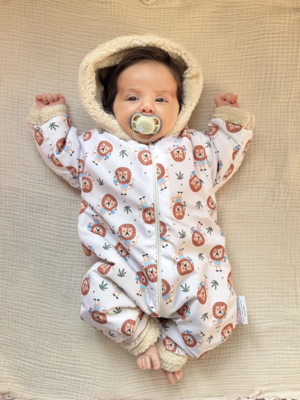  Aslan Baskılı Boydan Fermuarlı Içi Kürklü Kışlık Welsoft Tulum