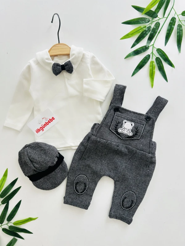 Kasketli Papyonlu Bodyli Salopet Takım