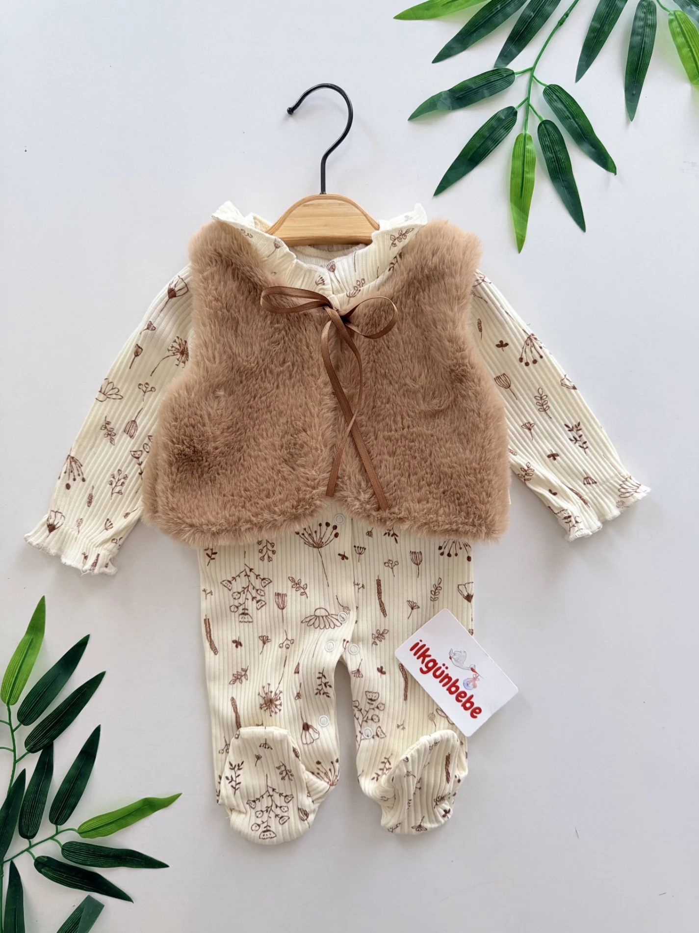 Lady Kürk Çıkabilen Yelekli Fitilli Esnek Kumaş 2’li Tulum 