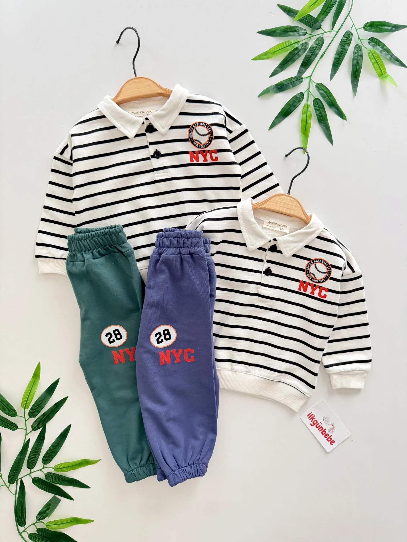 NYC Çizgili %100 Pamuk Mevsimlik Takım