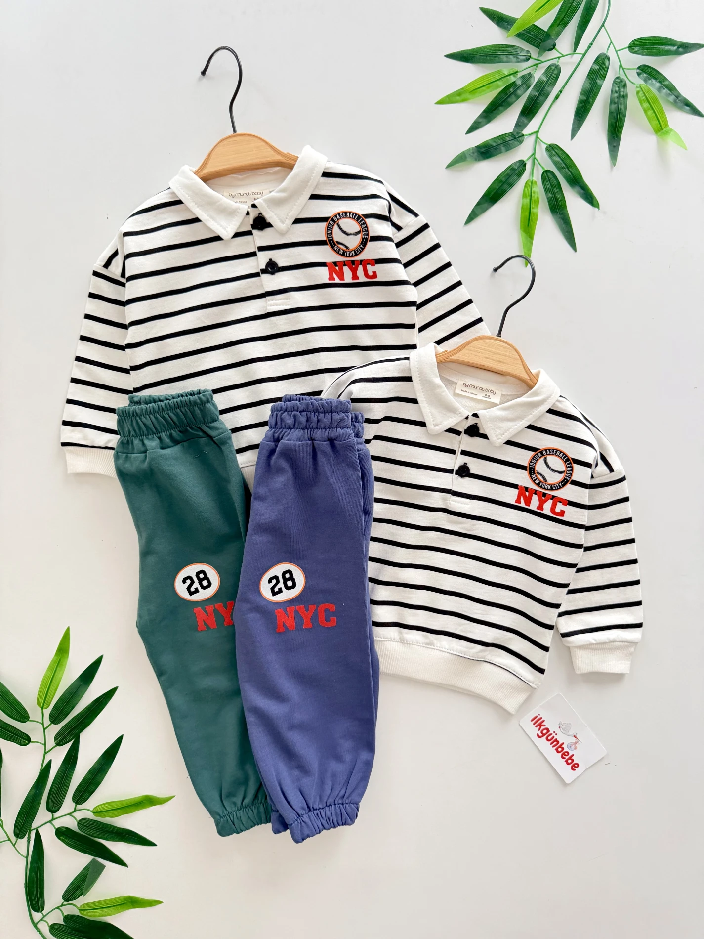 NYC Çizgili %100 Pamuk Mevsimlik Takım