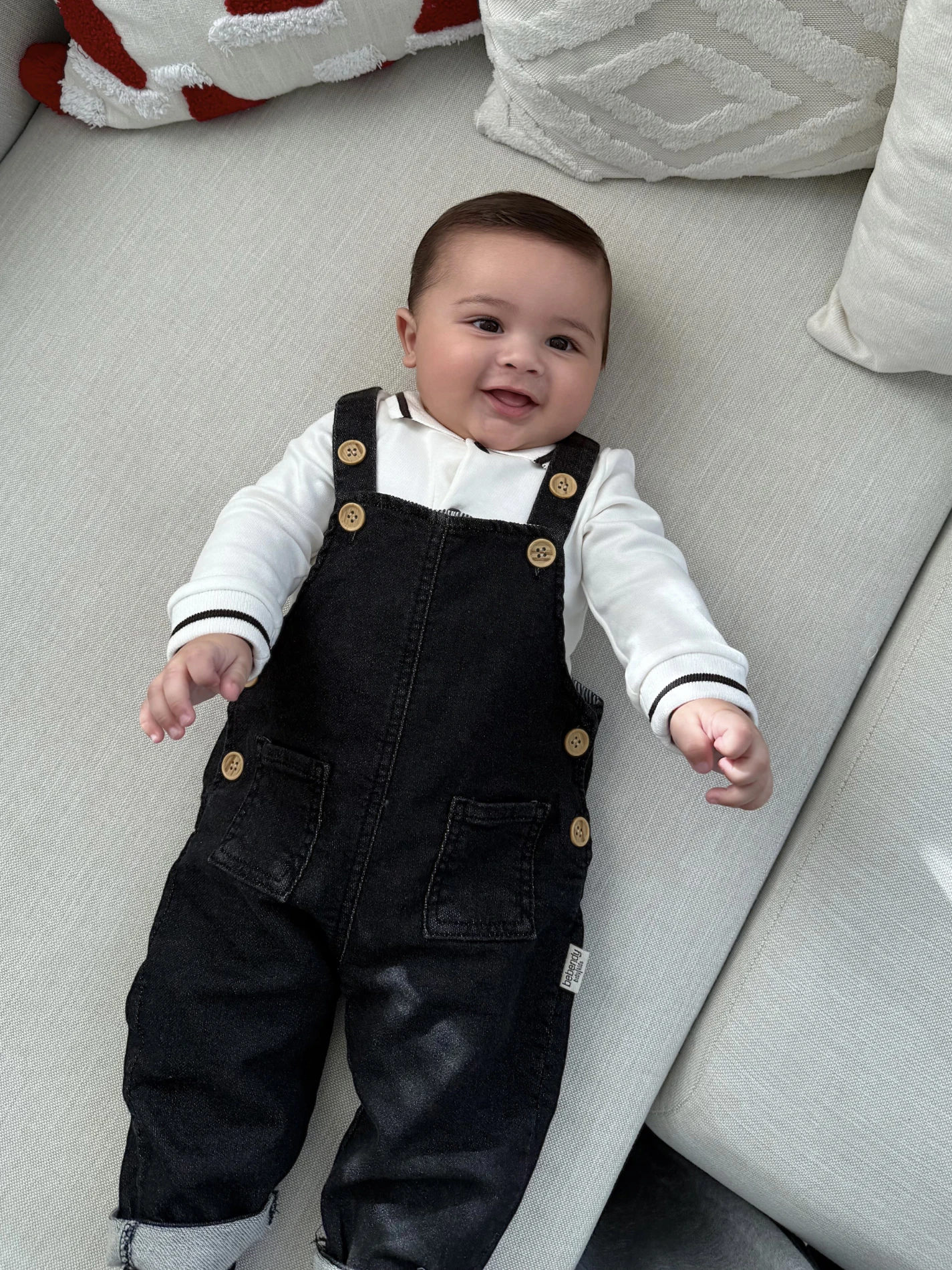 Polo Yaka Sweatshirt Kot Likralı Salopetli 2’li Takım