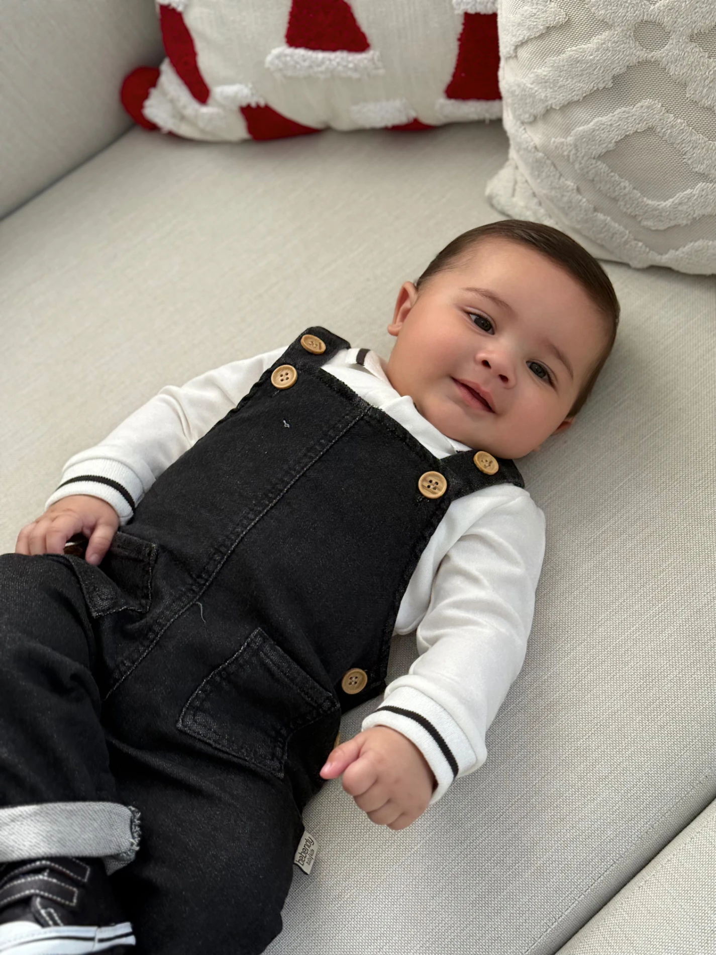 Polo Yaka Sweatshirt Kot Likralı Salopetli 2’li Takım