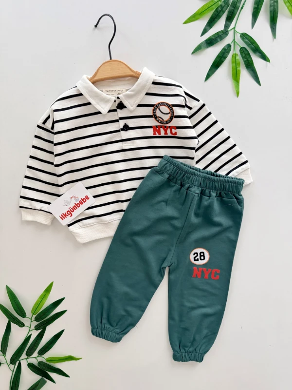 NYC Çizgili %100 Pamuk Mevsimlik Takım