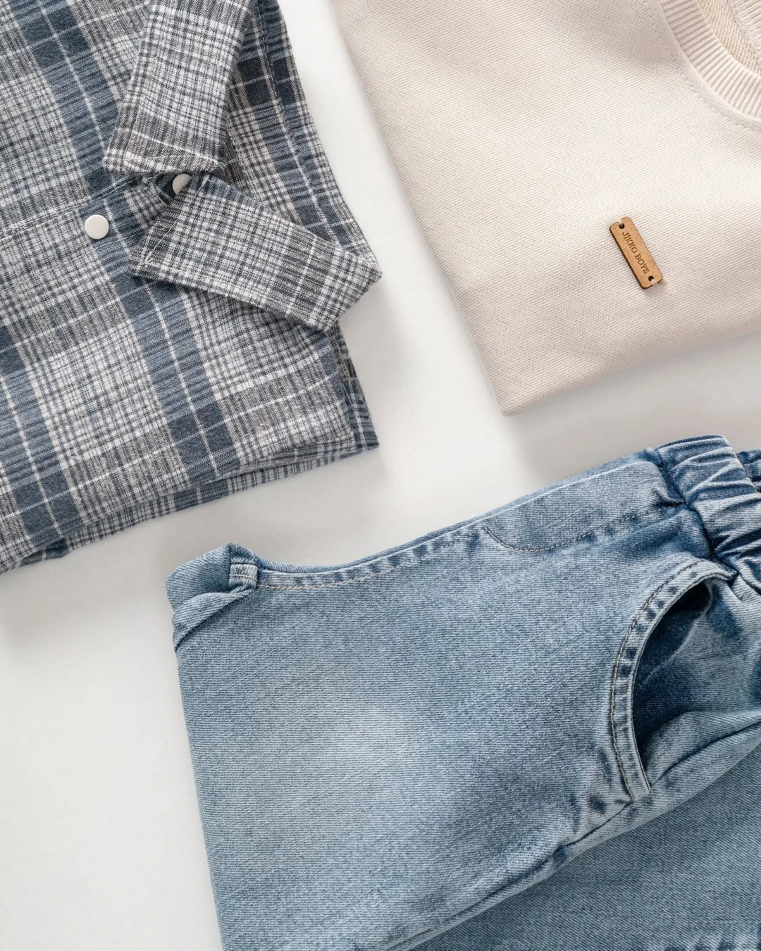 Premium Kalite Erkek Bebek Gömlek Sweatshirt Ve Kot Pantolon 3'Lü Takım 