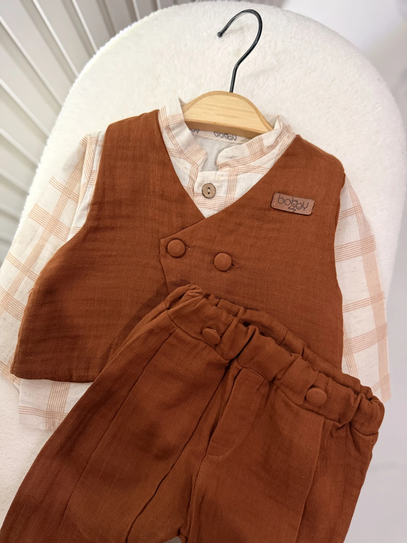 Müslin 3 Parça Yelekli Premium Takım